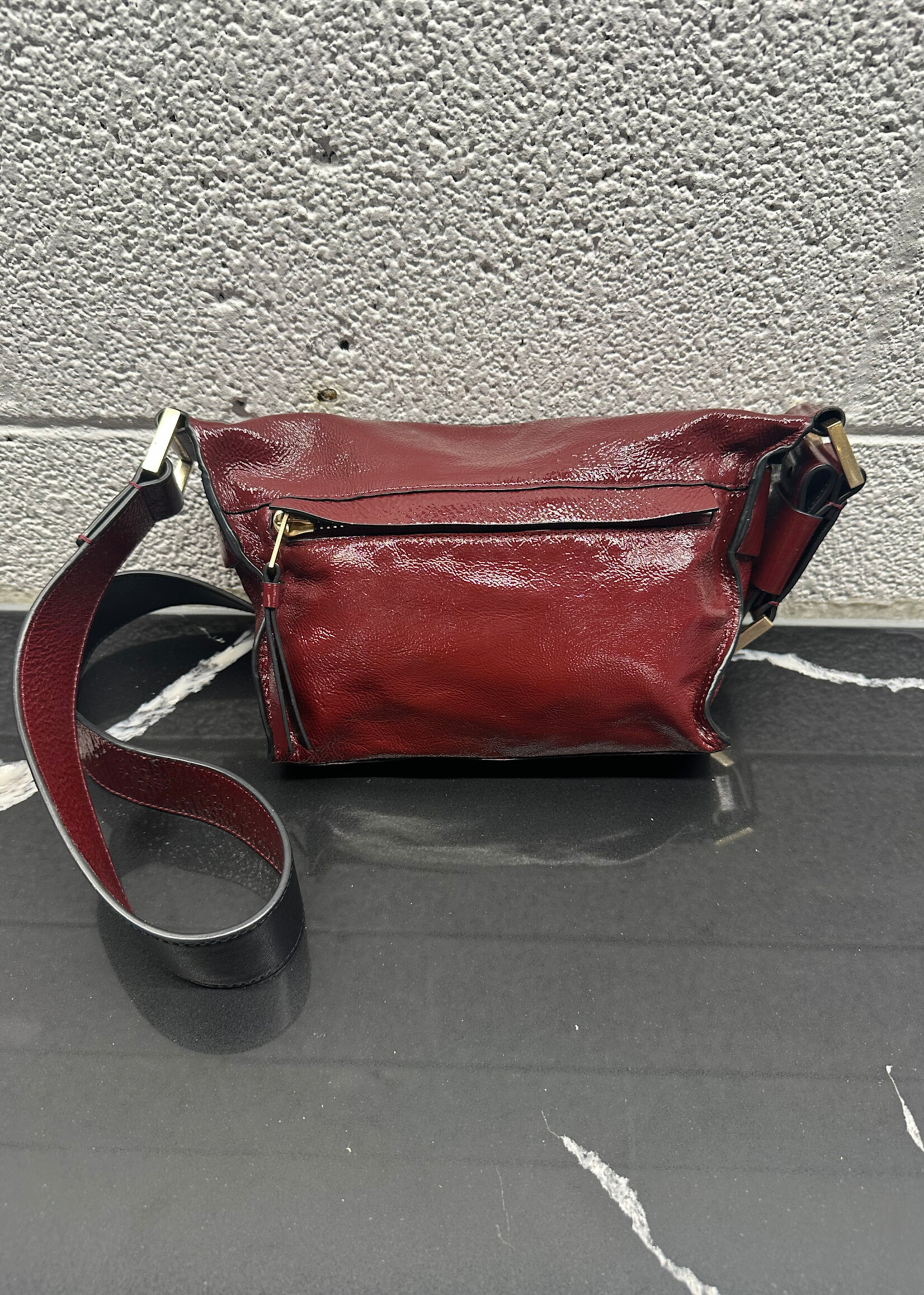 Allsaints Patent Red Cherry Purse