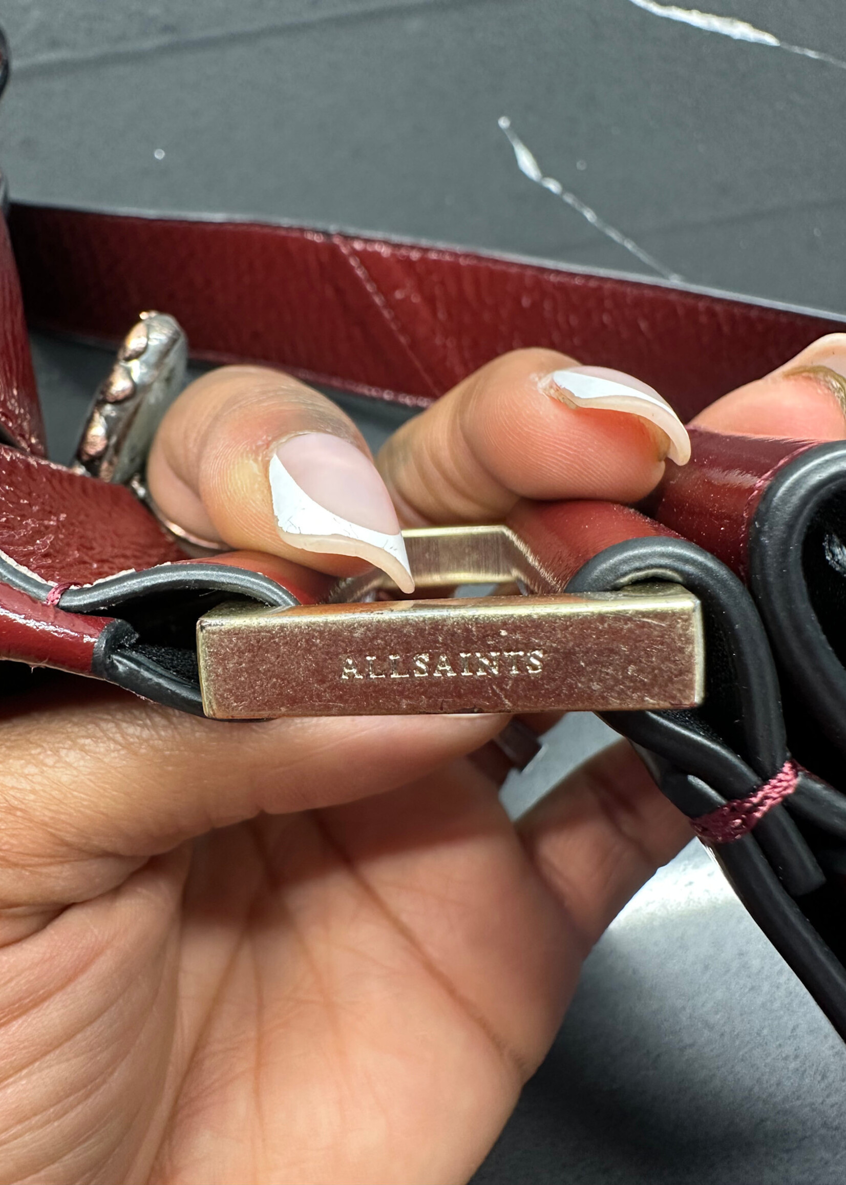 Allsaints Patent Red Cherry Purse