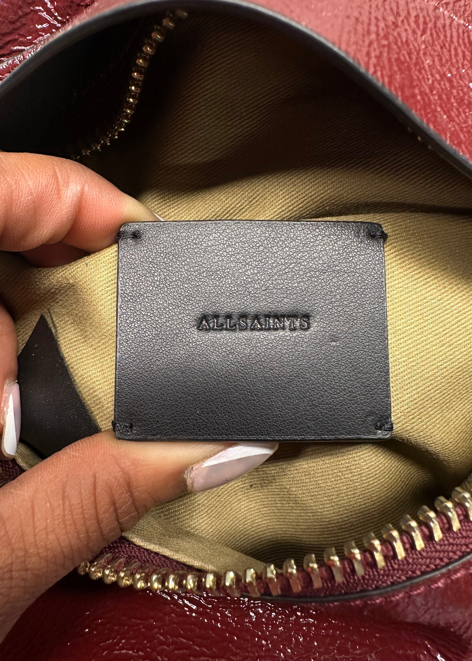 Allsaints Patent Red Cherry Purse