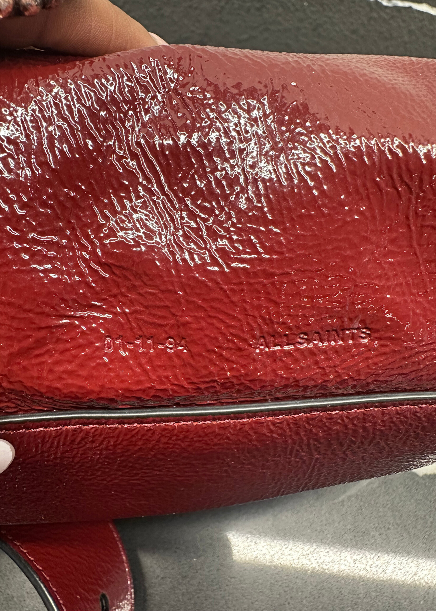 Allsaints Patent Red Cherry Purse