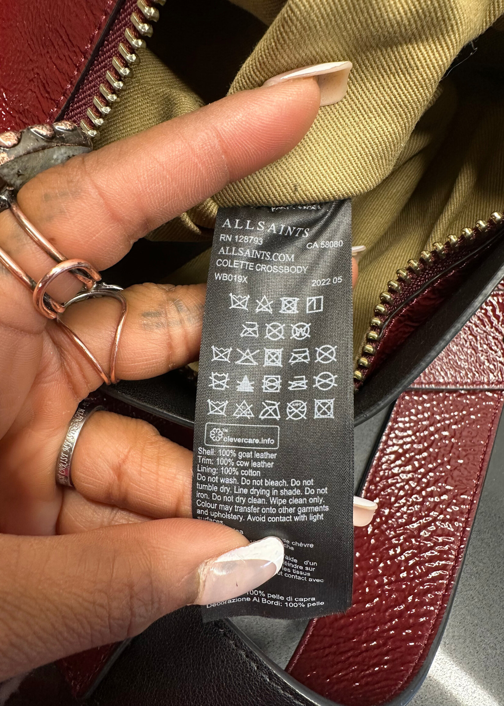 Allsaints Patent Red Cherry Purse