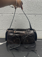 Acne Studios Multi Pocket Bow Distress Leather Purse