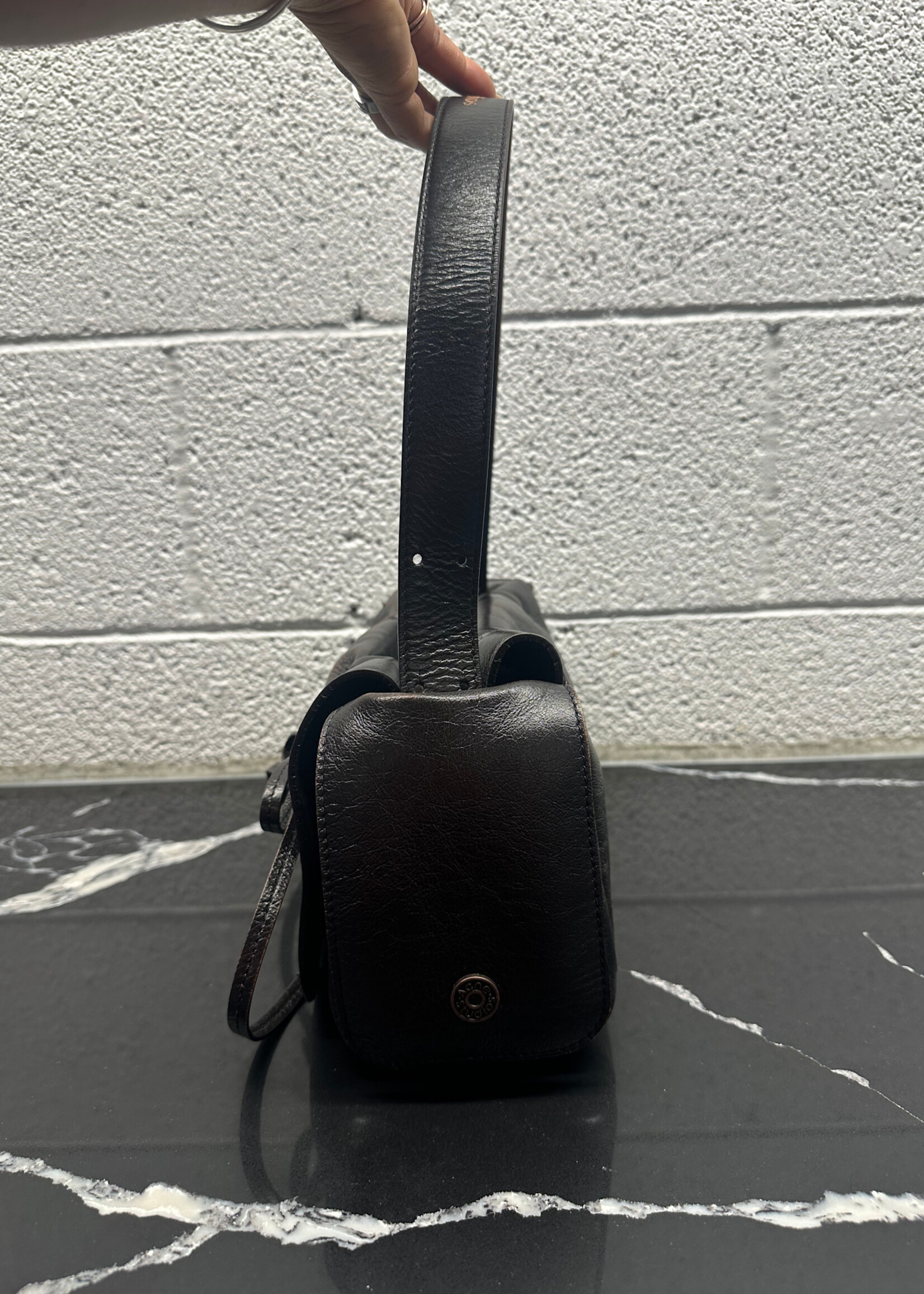 Acne Studios Multi Pocket Bow Distress Leather Purse