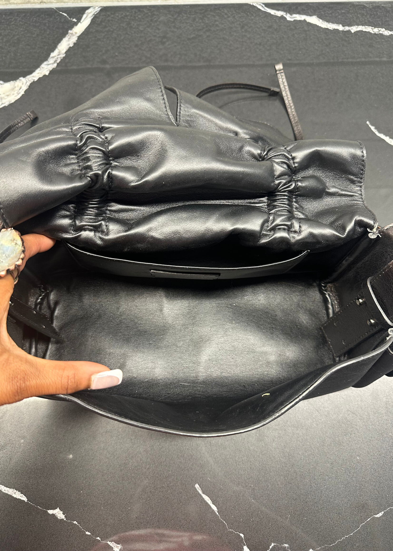 Acne Studios Multi Pocket Bow Distress Leather Purse