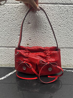 Acne Studios Multi Pocket Crinkle Leather Red Purse