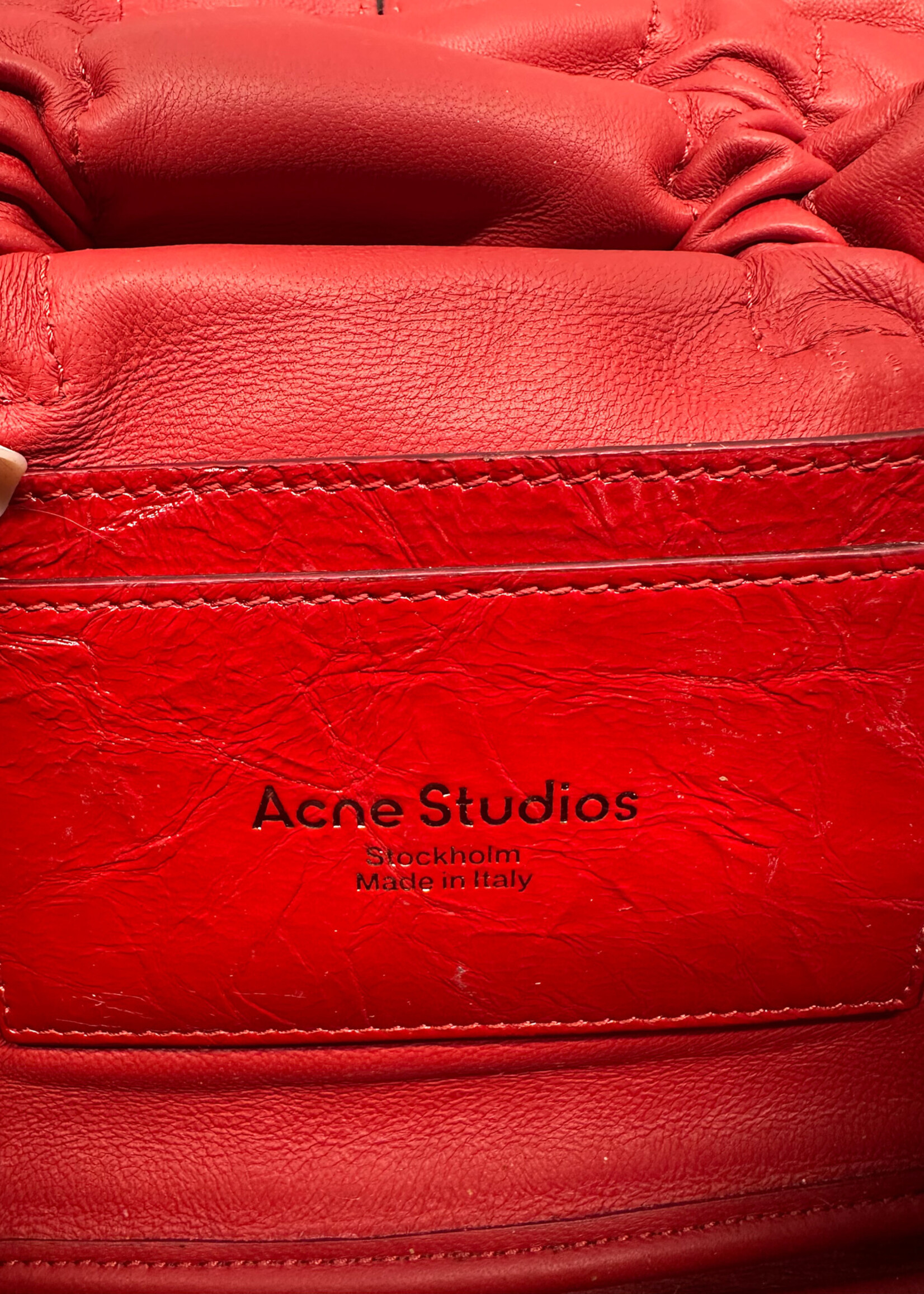 Acne Studios Multi Pocket Crinkle Leather Red Purse