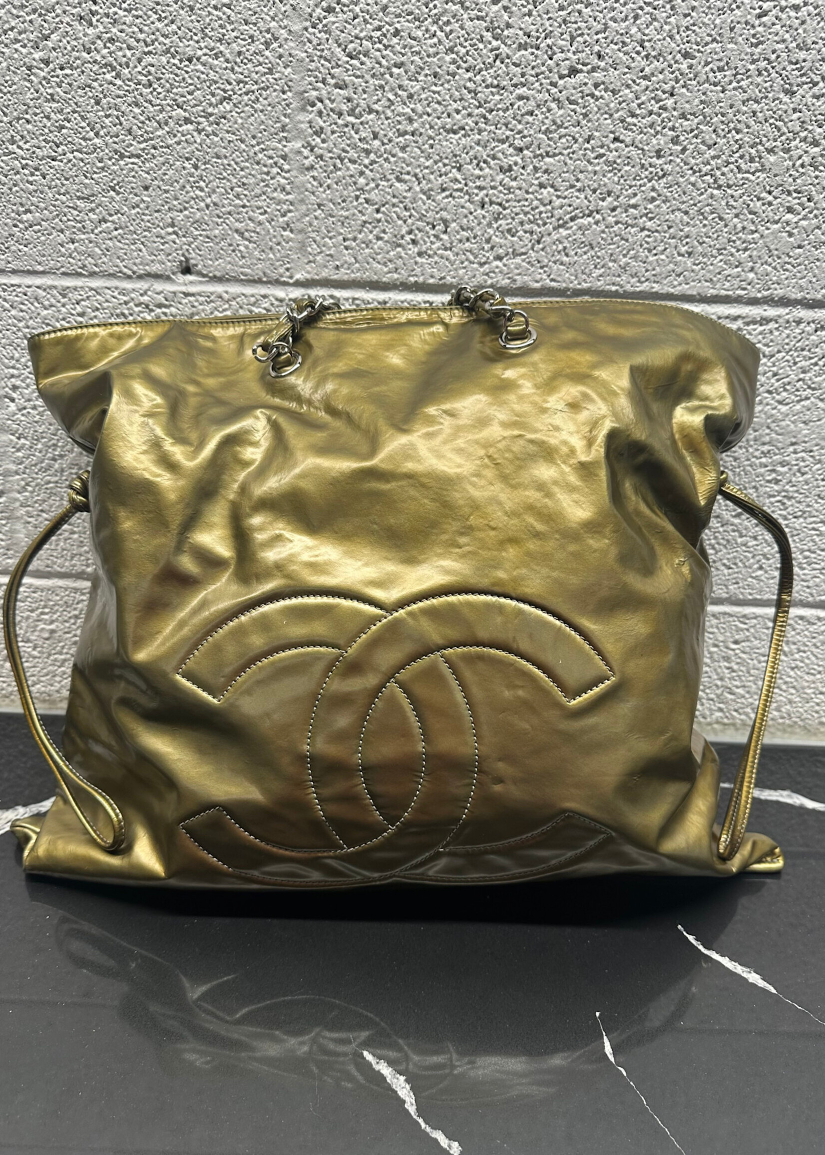 Chanel Bon Bon Gold Patent Tote AS IS