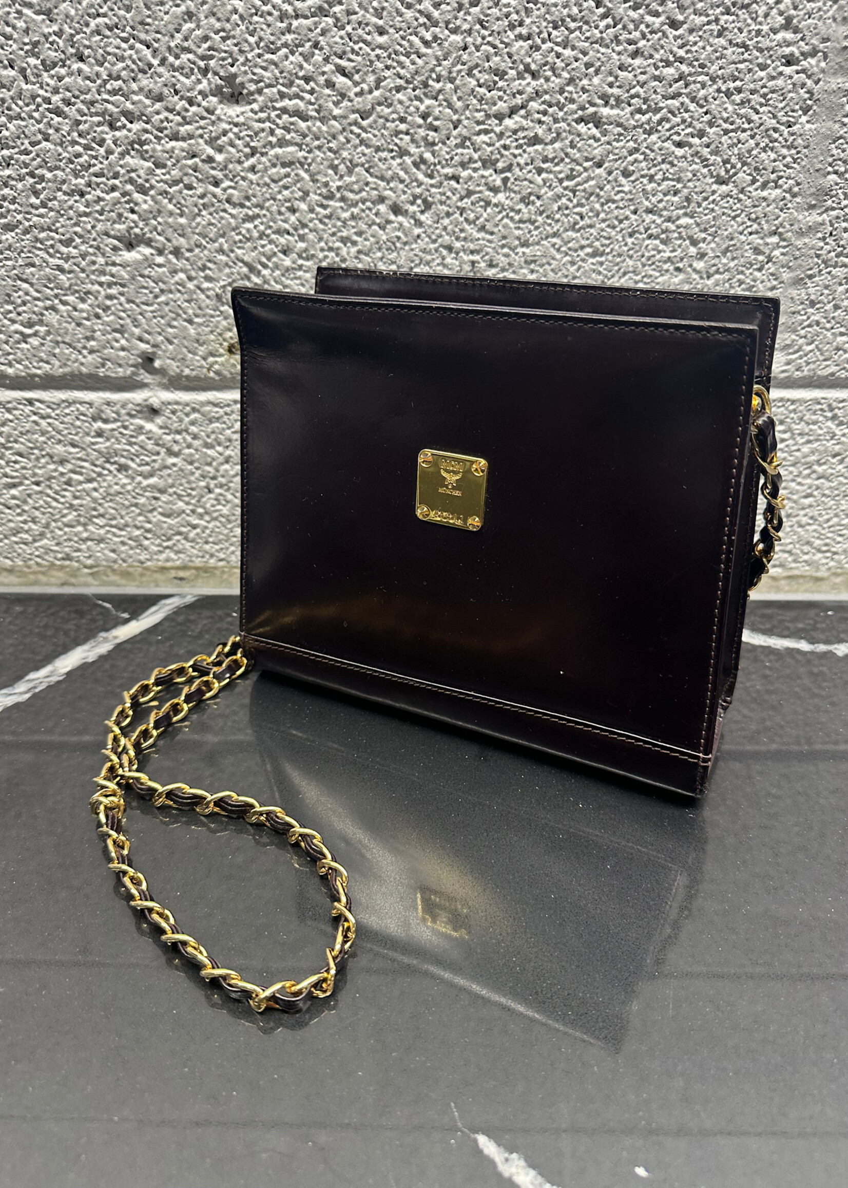 Vintage MCM Dark Brown Chain Crossbody AS IS