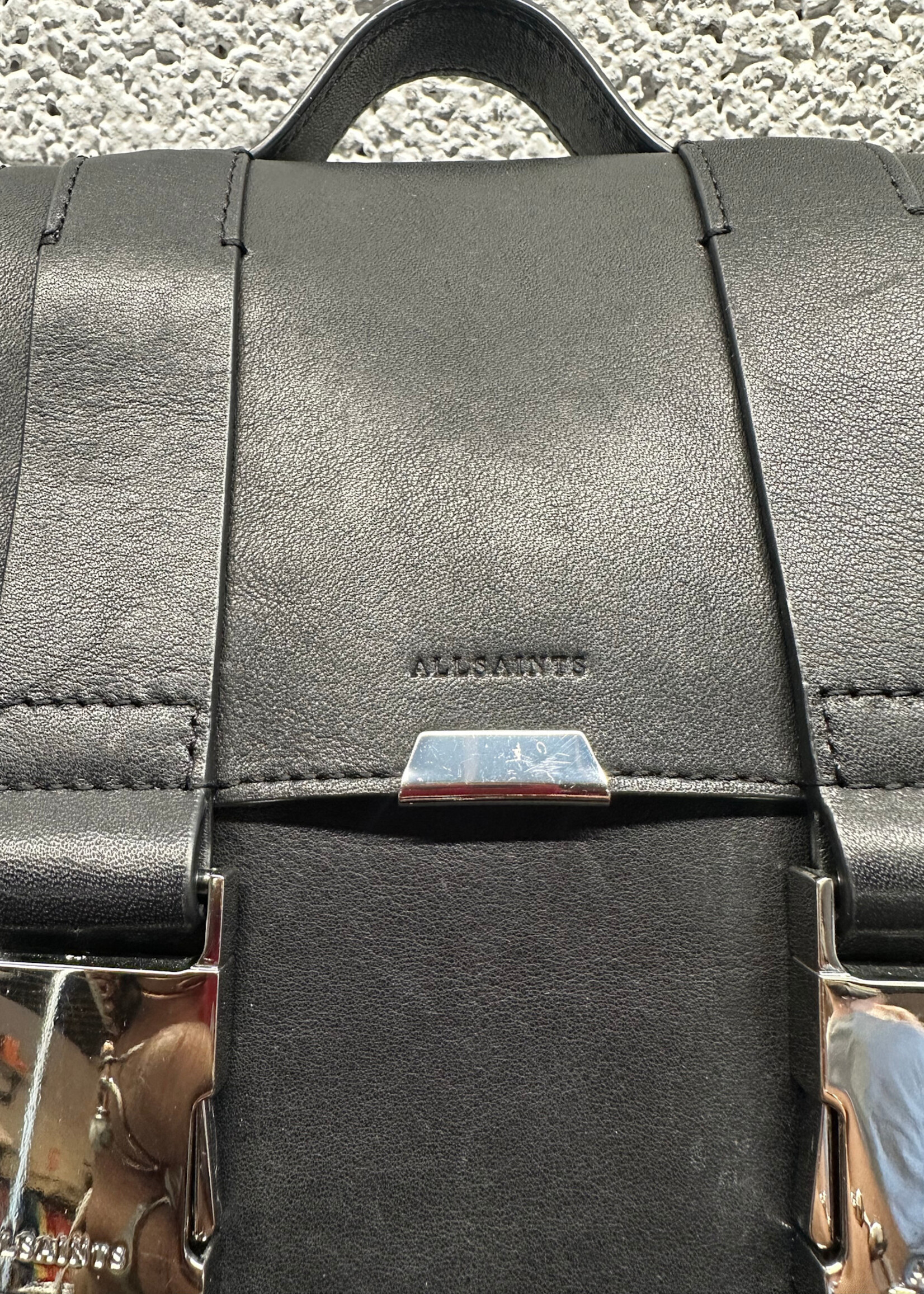 Allsaints Black Mini Buckle Backpack