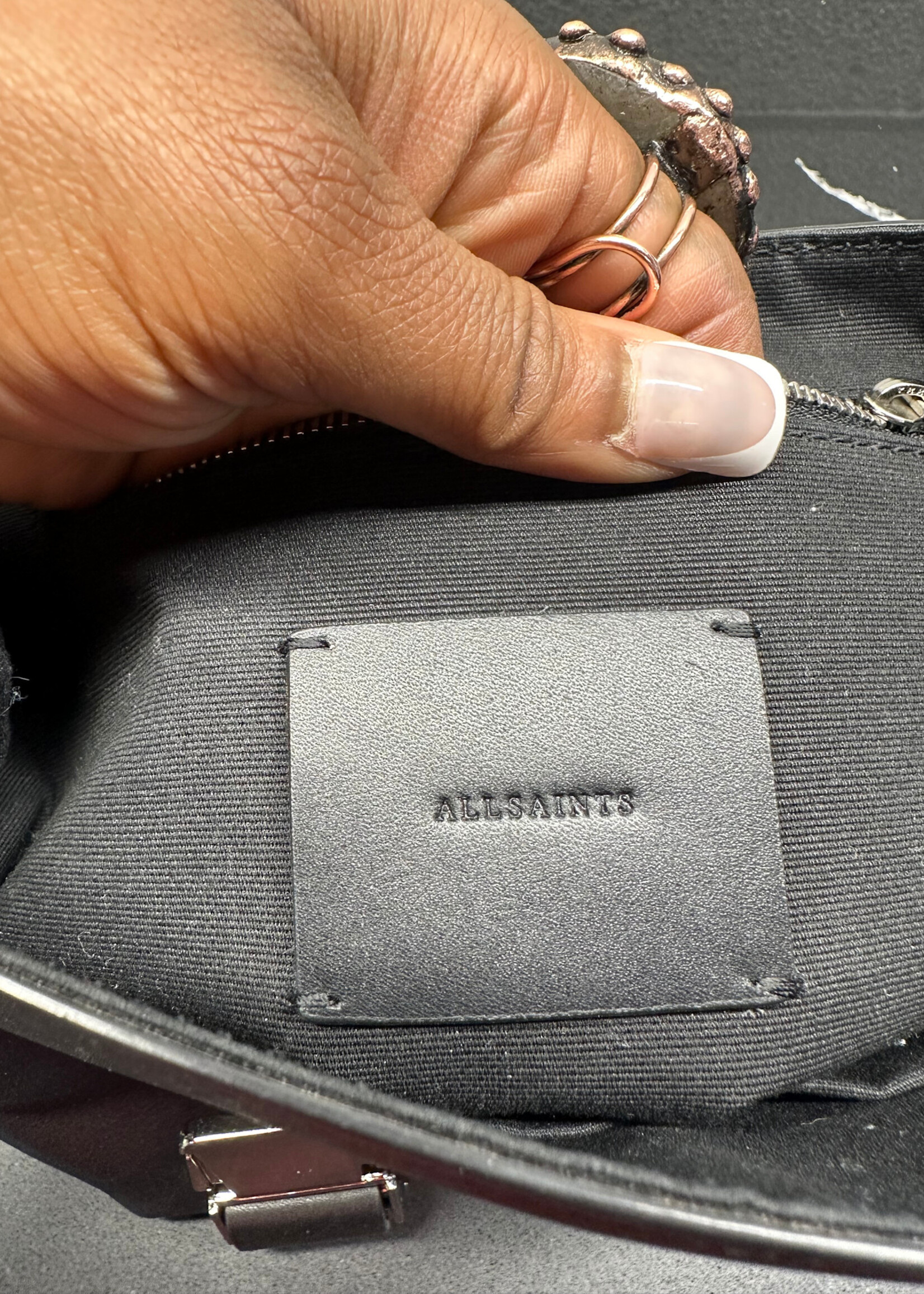 Allsaints Black Mini Buckle Backpack