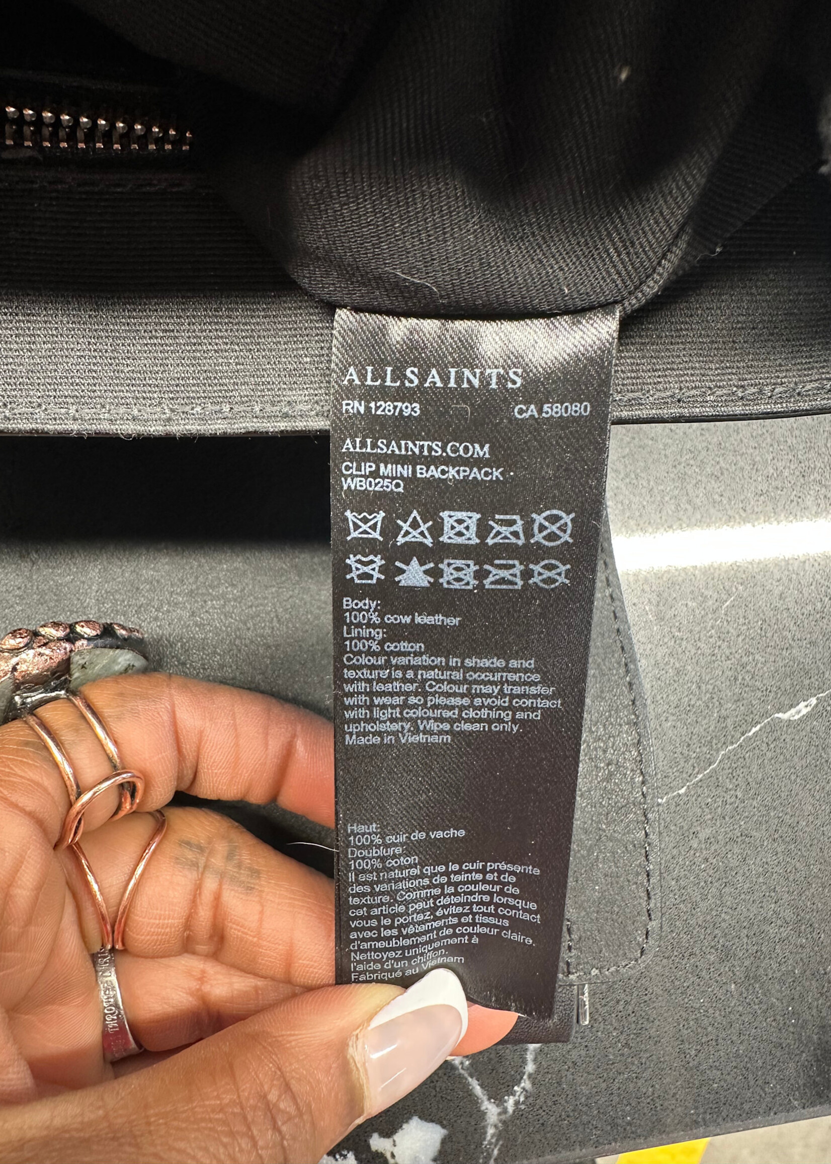 Allsaints Black Mini Buckle Backpack