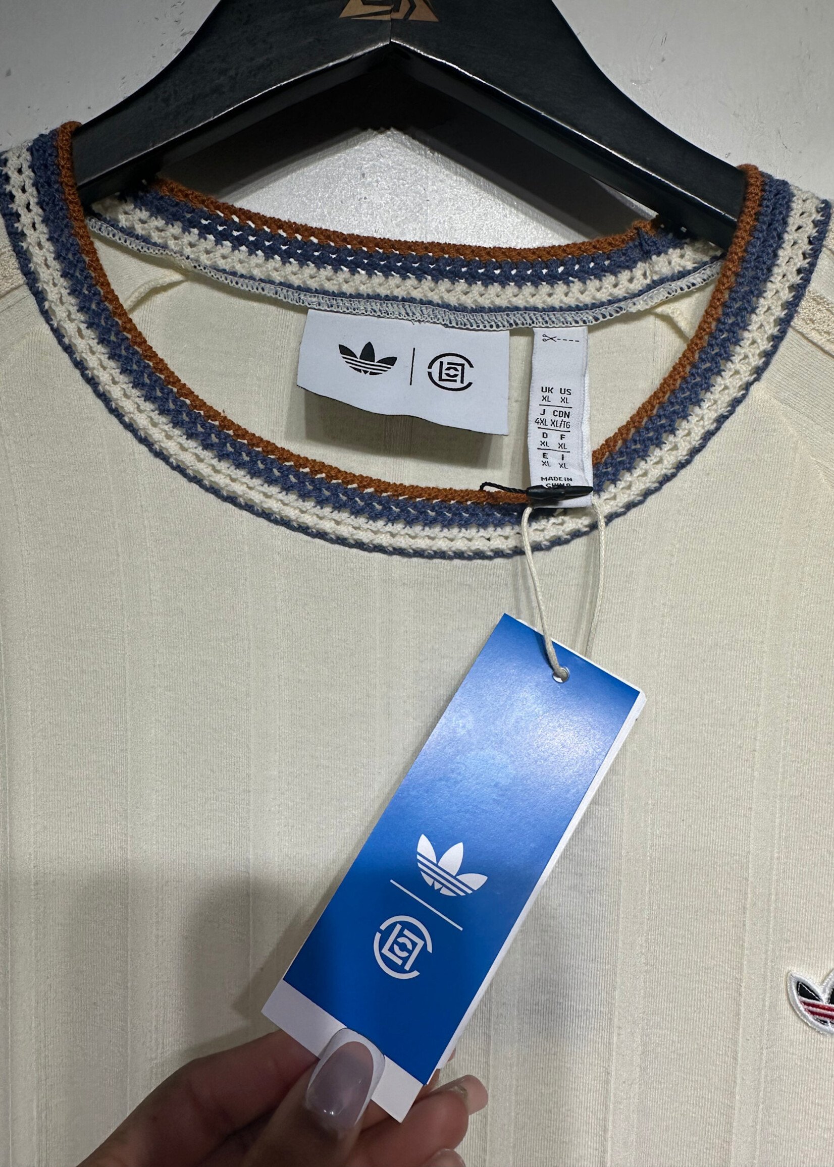 Adidas Clot NWT Cream Embroidered Tee XL