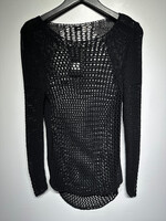 Elie Tahari Black Open Knit Long Sweater S