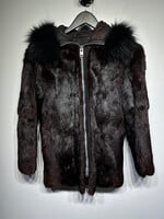 Alaska Arctic Fox Brown Fur Jacket Fits Fem M/L