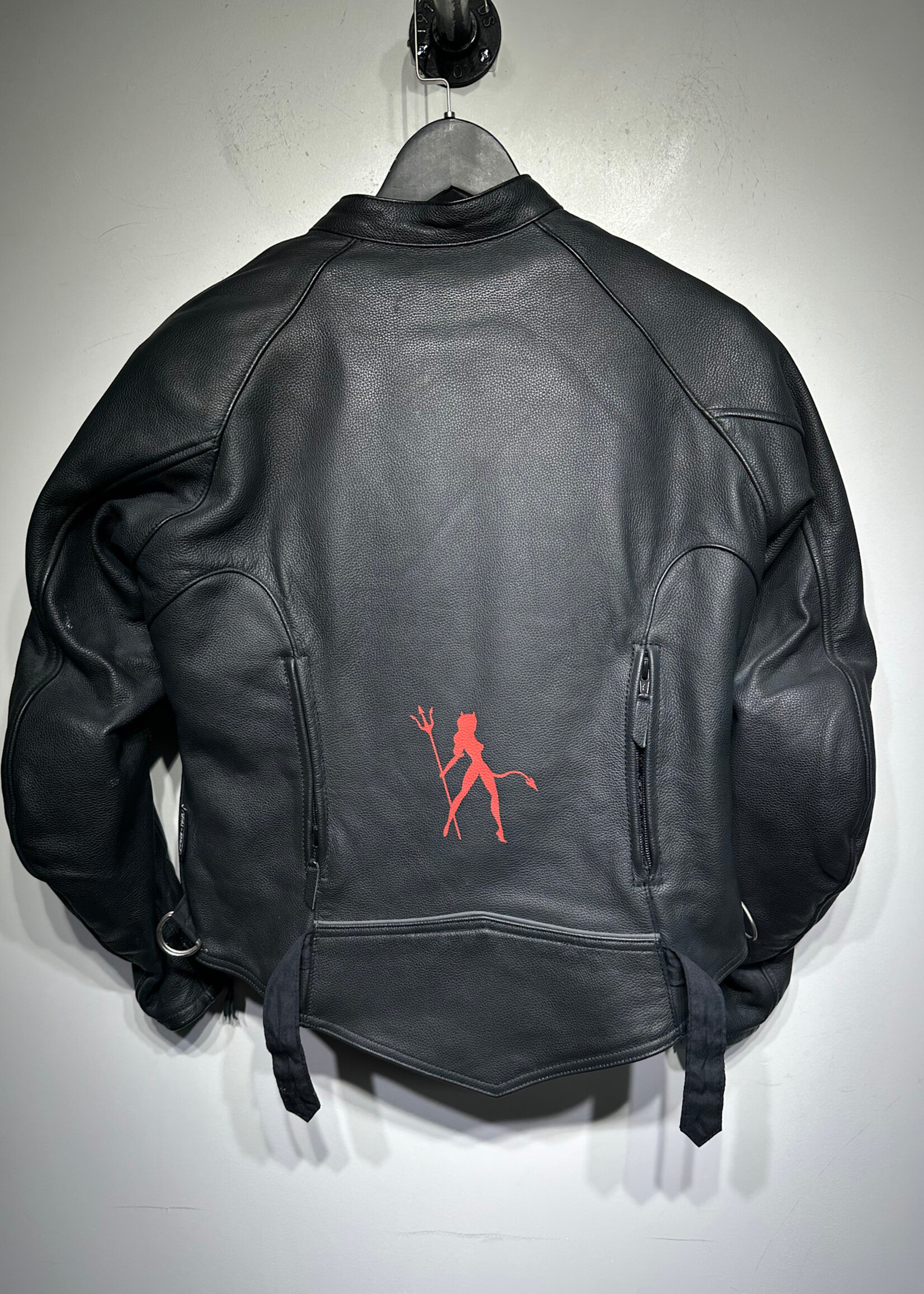 Power Trip Black Leather Biker Jacket Fem S