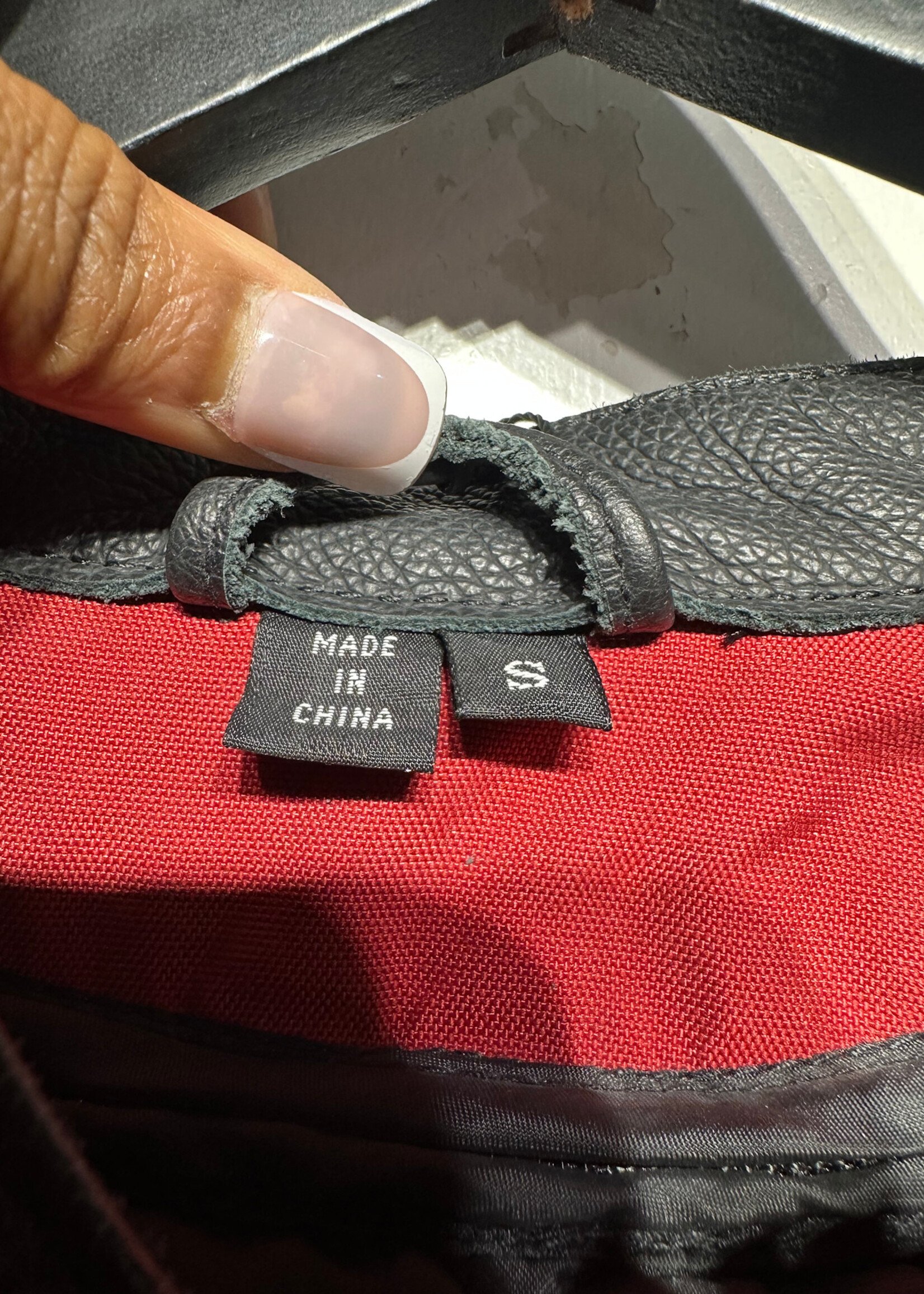 Power Trip Black Leather Biker Jacket Fem S