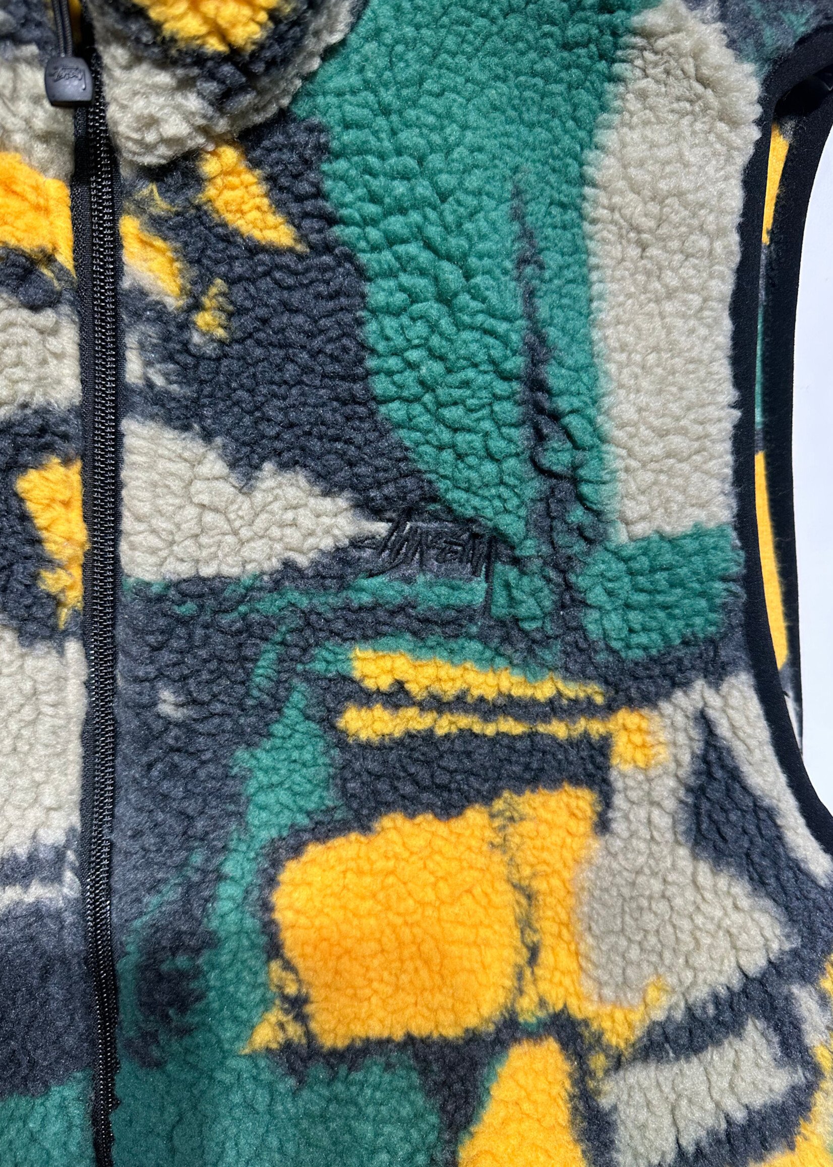 Stussy NWT Green Orange Sherpa Vest M