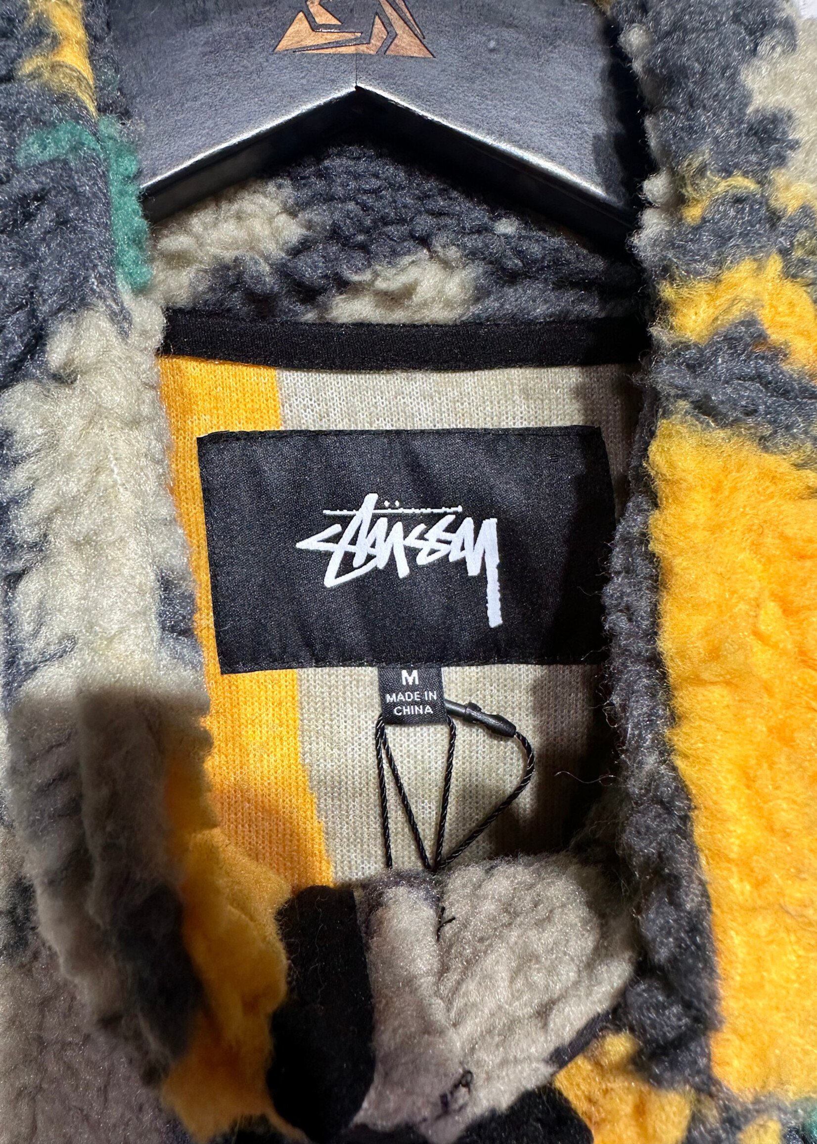 Stussy NWT Green Orange Sherpa Vest M