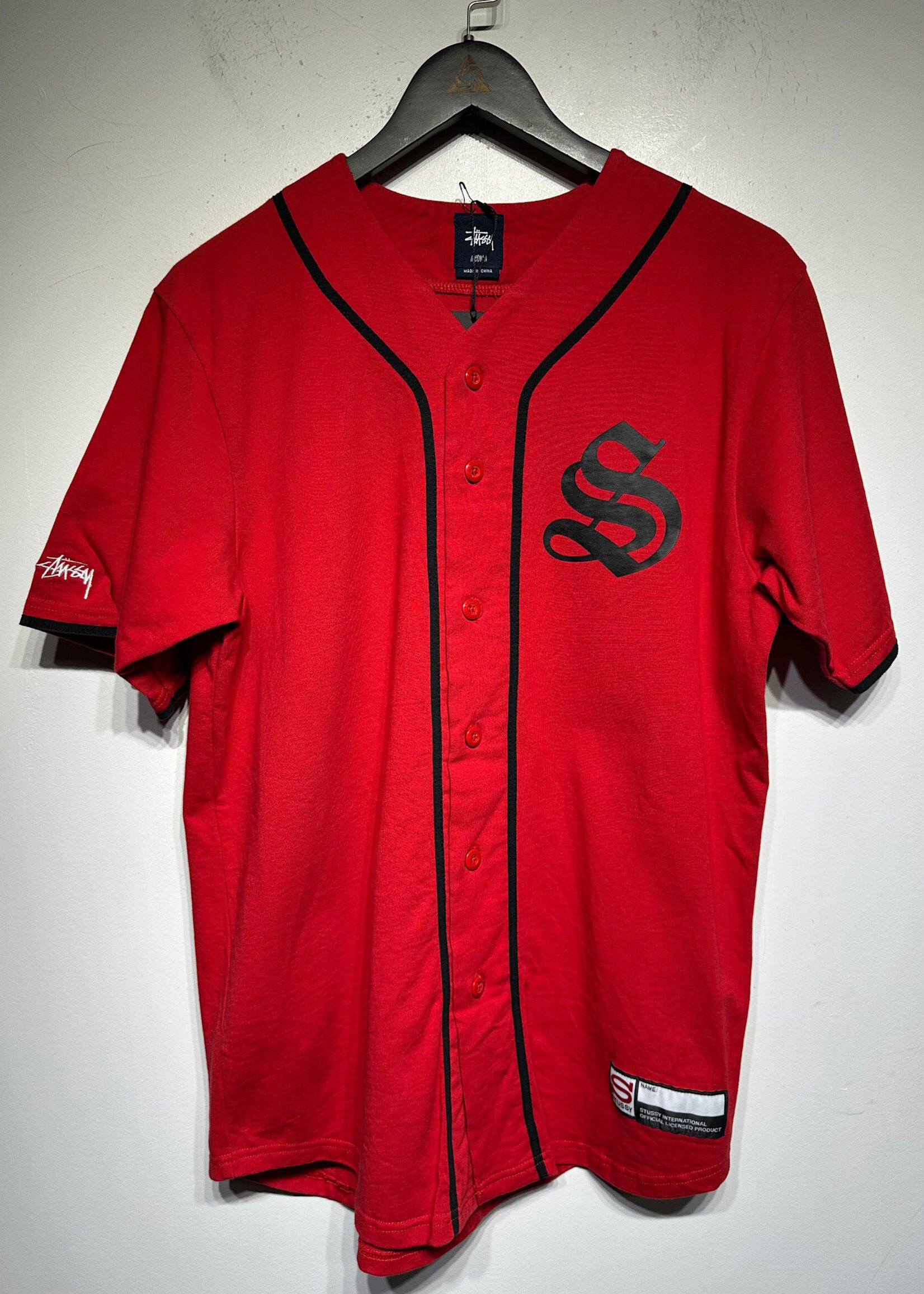 Stussy Red Baseball Jersey Tee M
