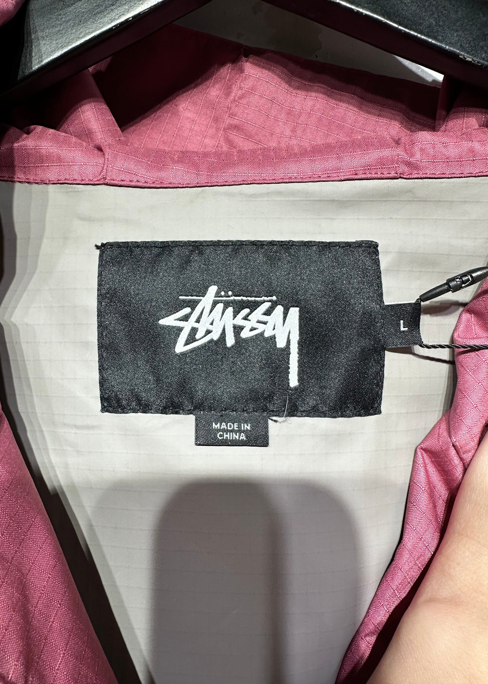Stussy Pink Grid Windbreaker L