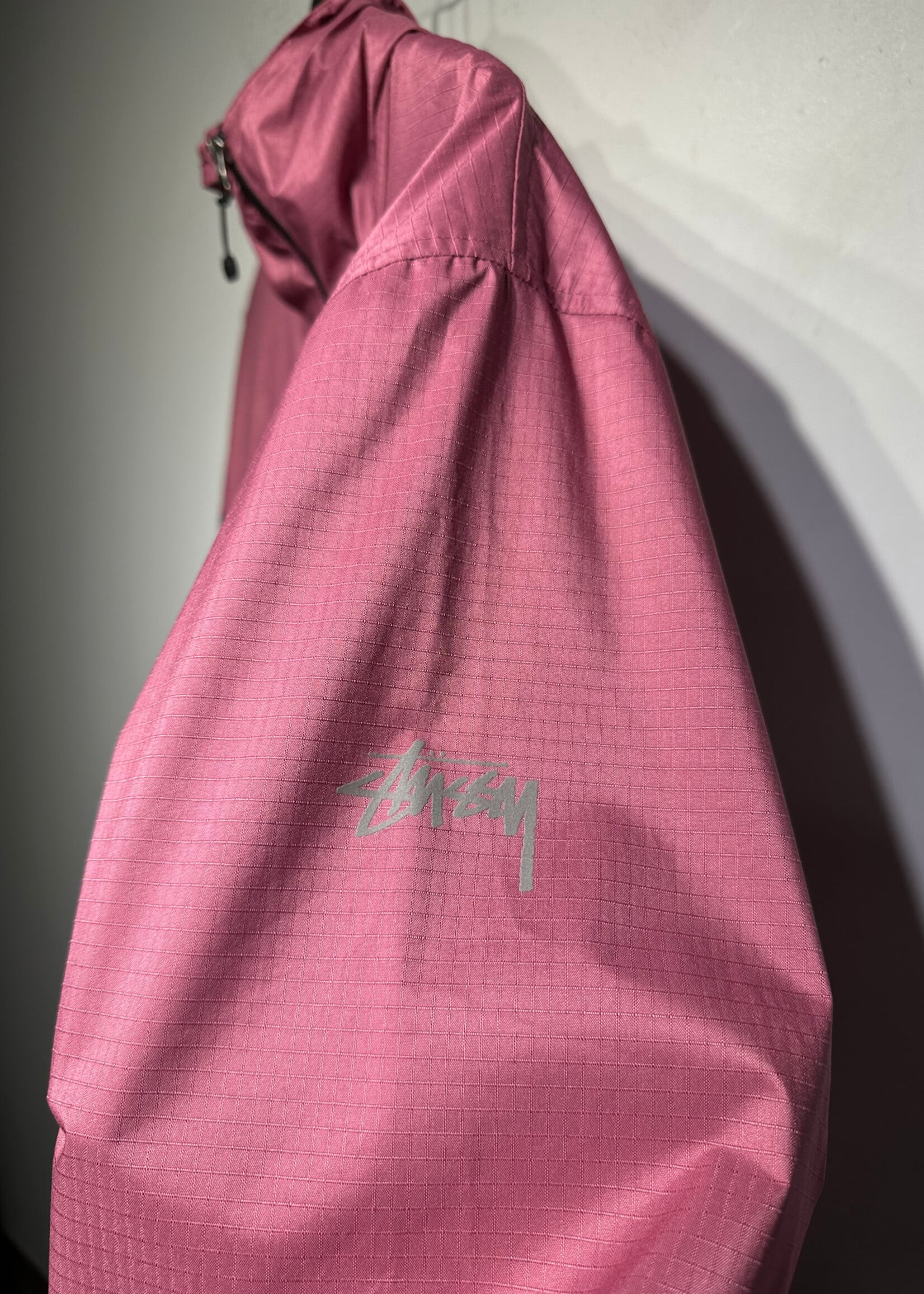 Stussy Pink Grid Windbreaker L