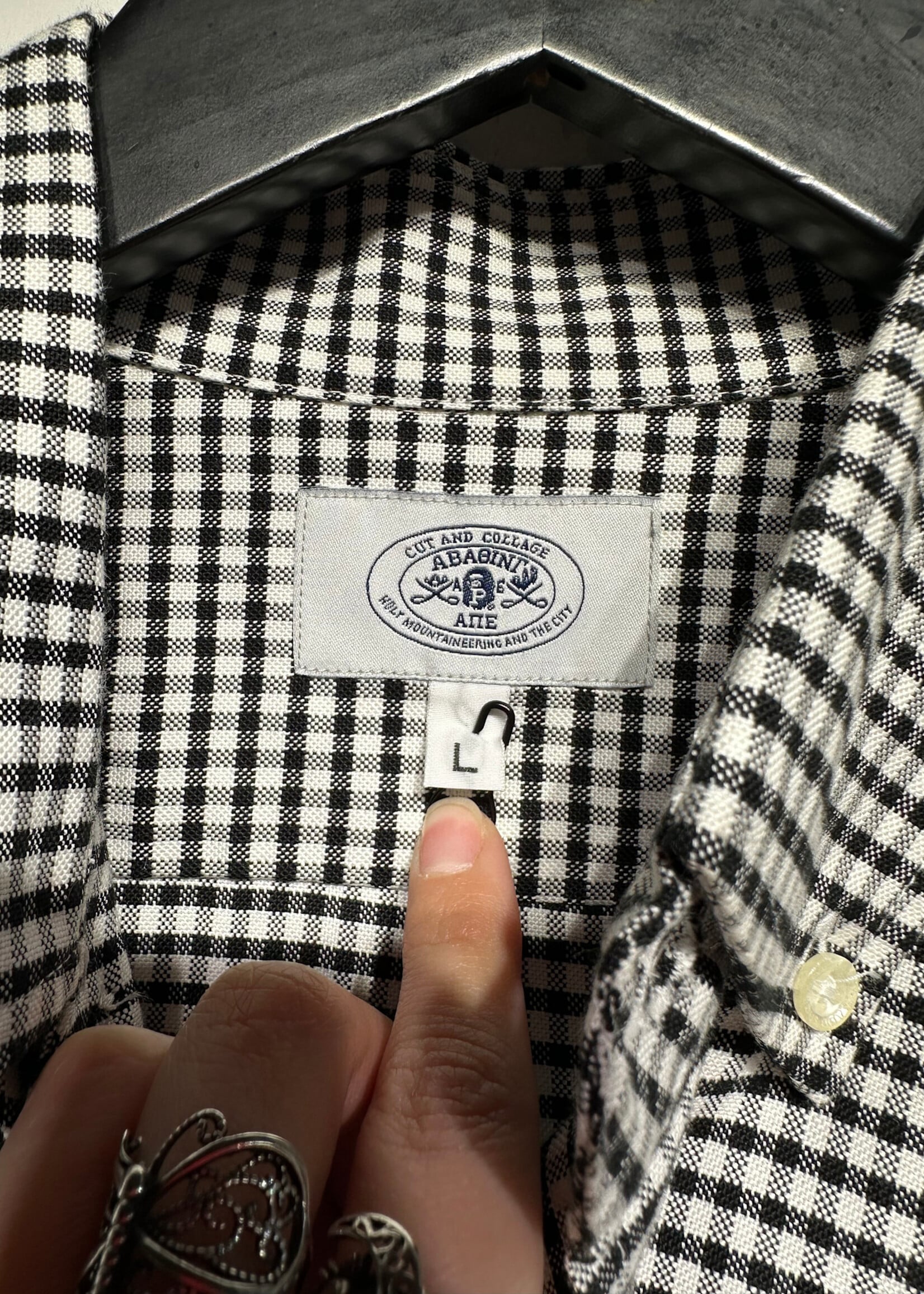 Bape White Black Plaid BU L