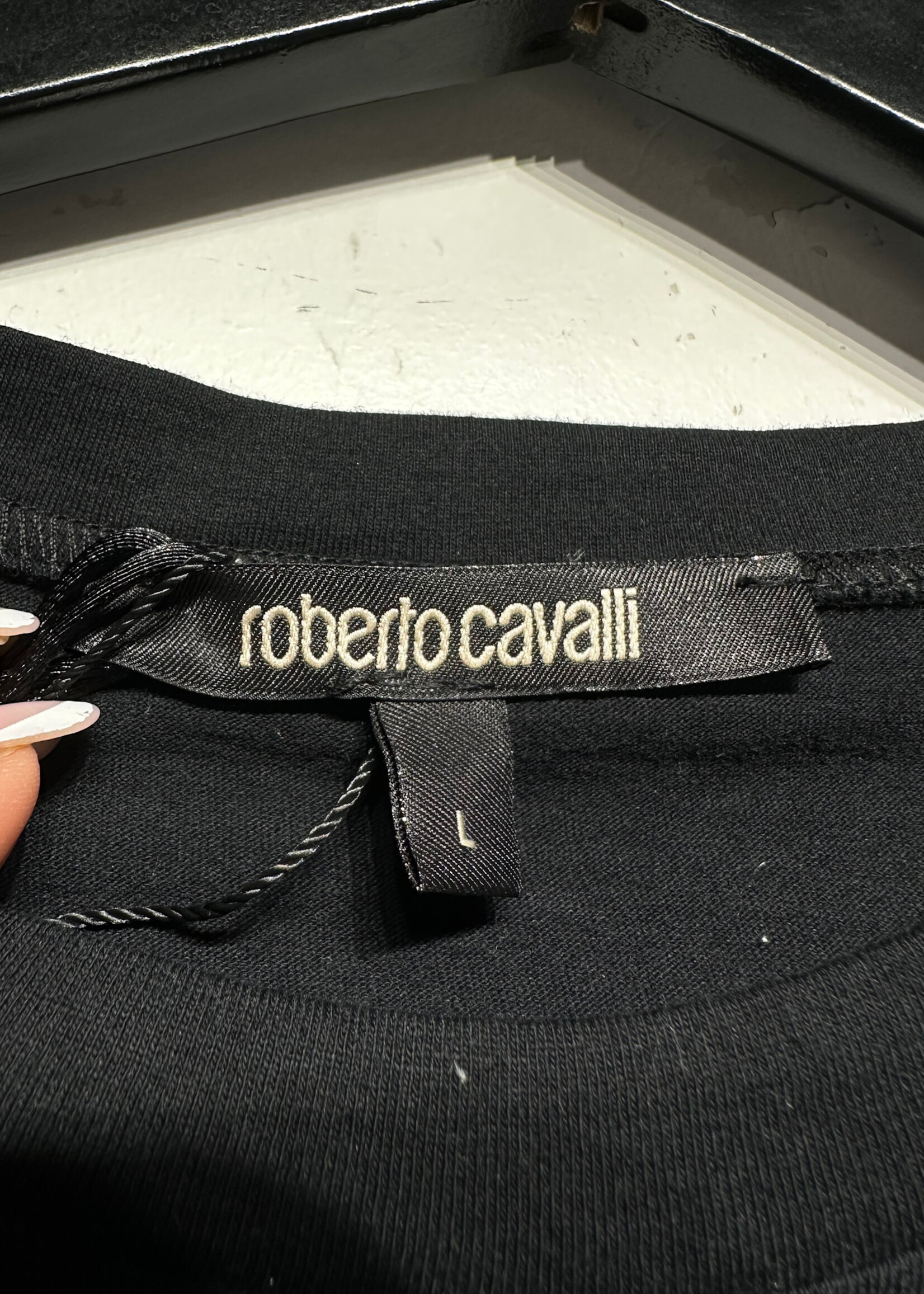 NWT Roberto Cavalli Black Logo Tee L