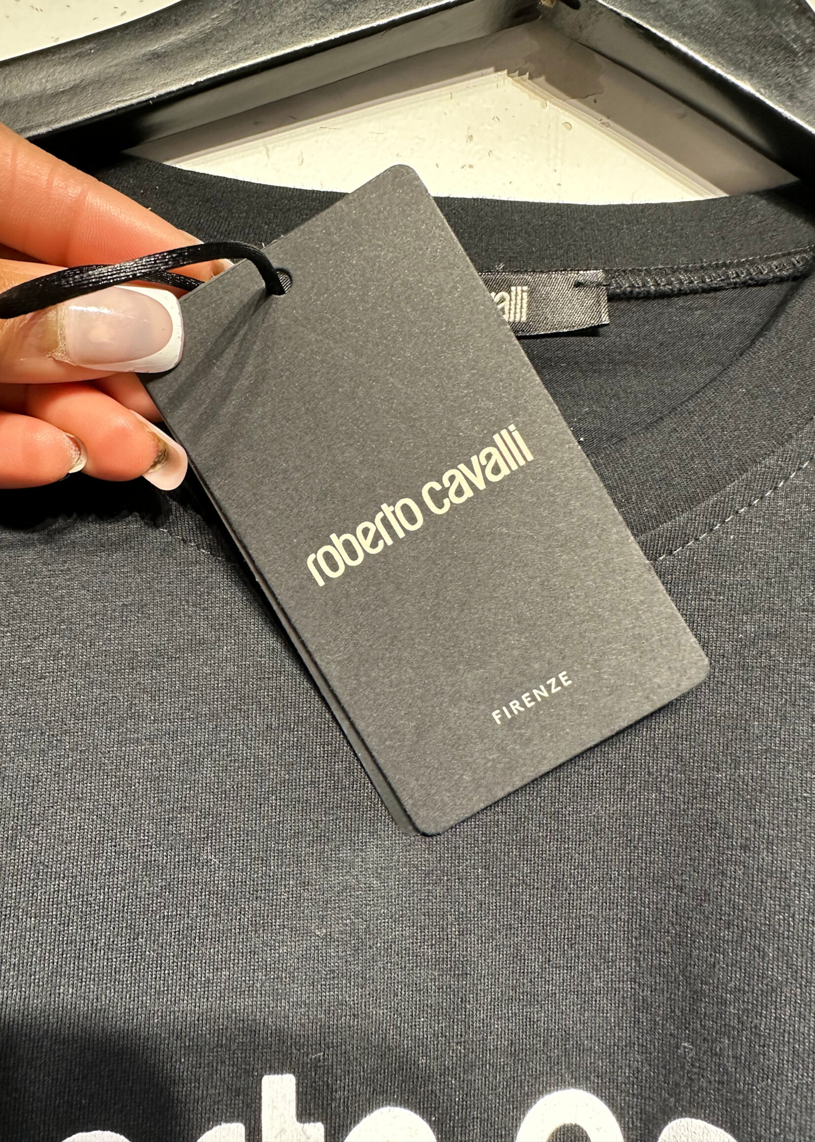 NWT Roberto Cavalli Black Logo Tee L