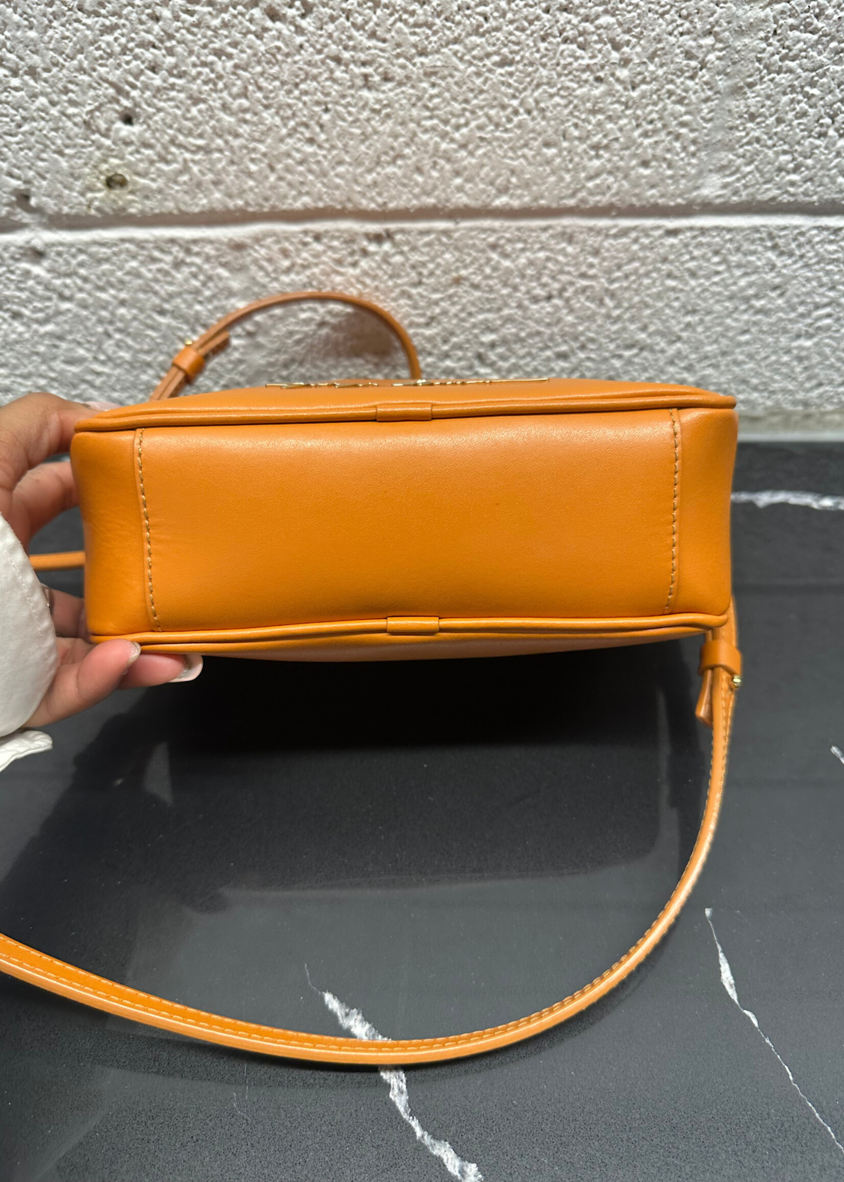 Giorgio Armani 'Grazie' Orange Leather Crossbody