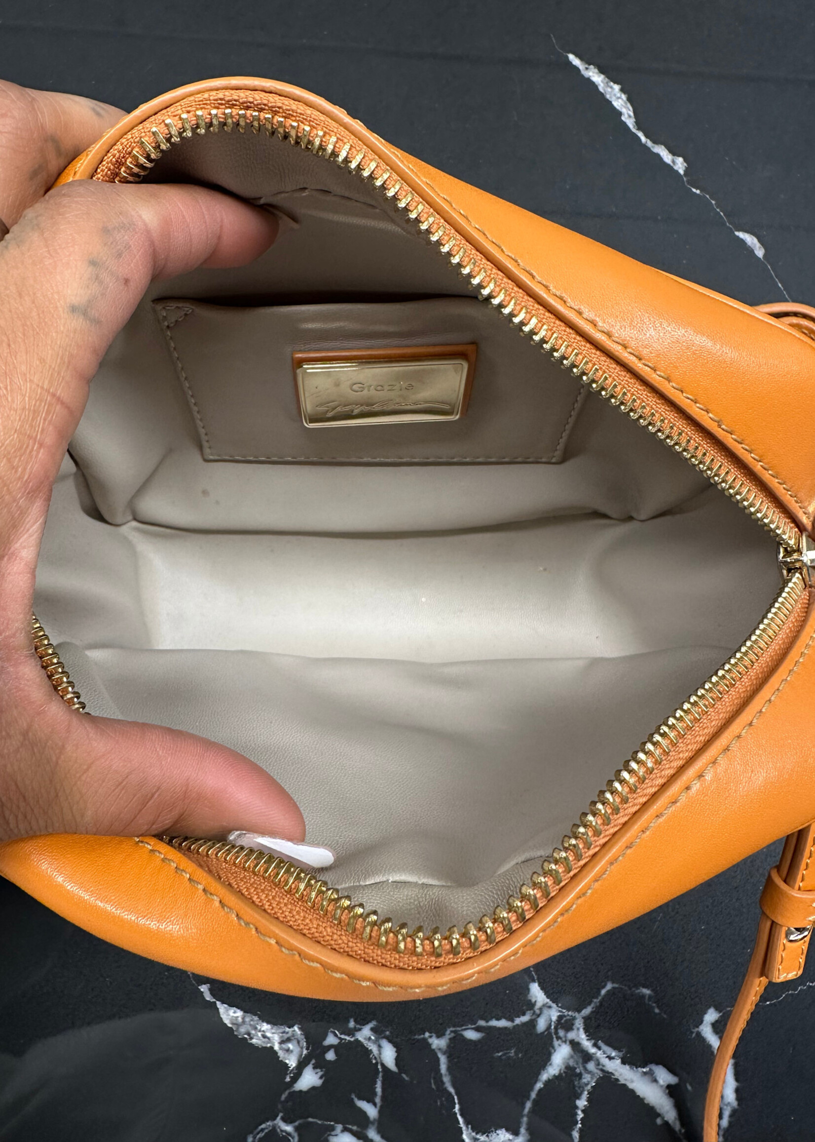 Giorgio Armani 'Grazie' Orange Leather Crossbody