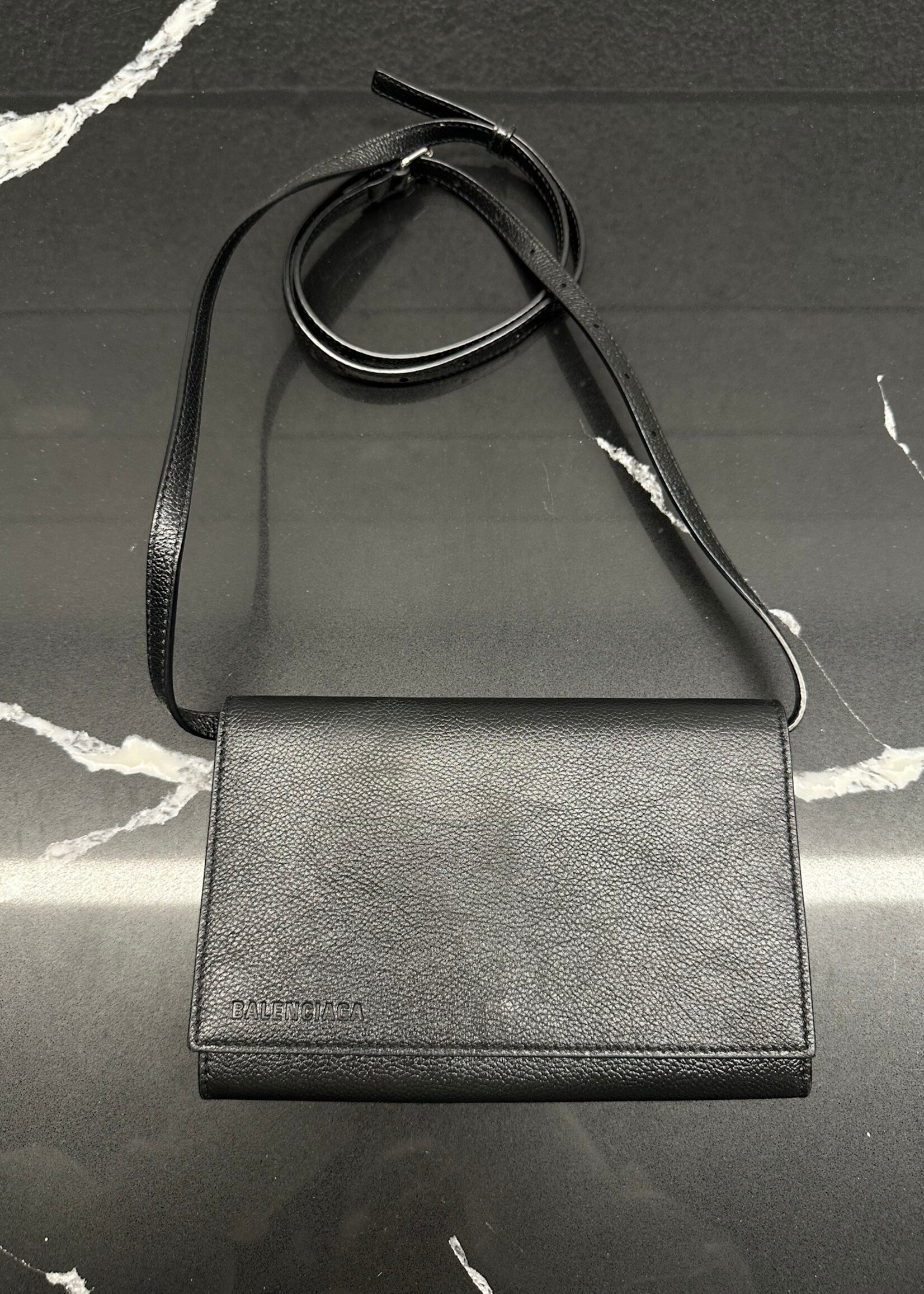 Balenciaga 2022 Black Leather Crossbody