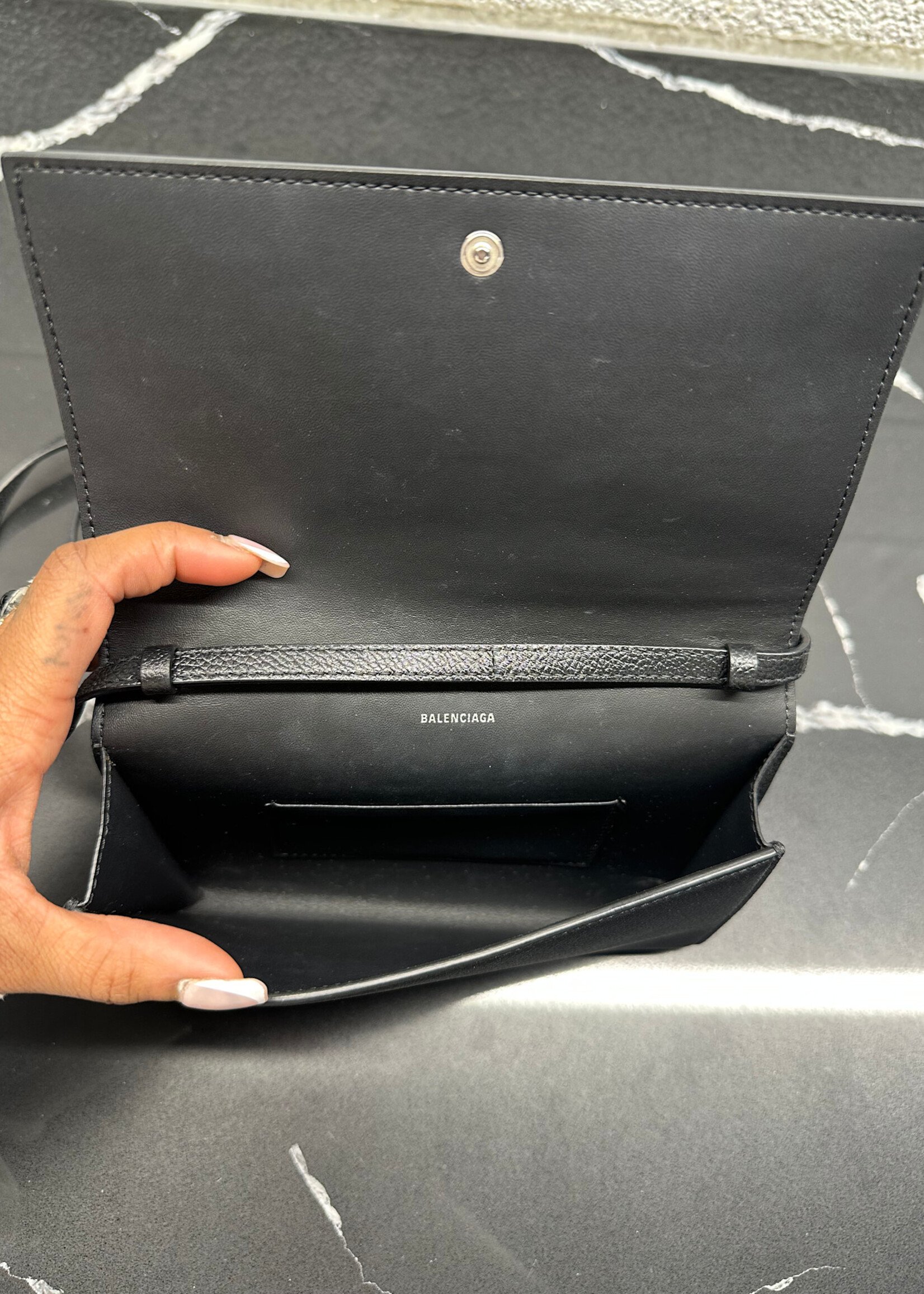 Balenciaga 2022 Black Leather Crossbody