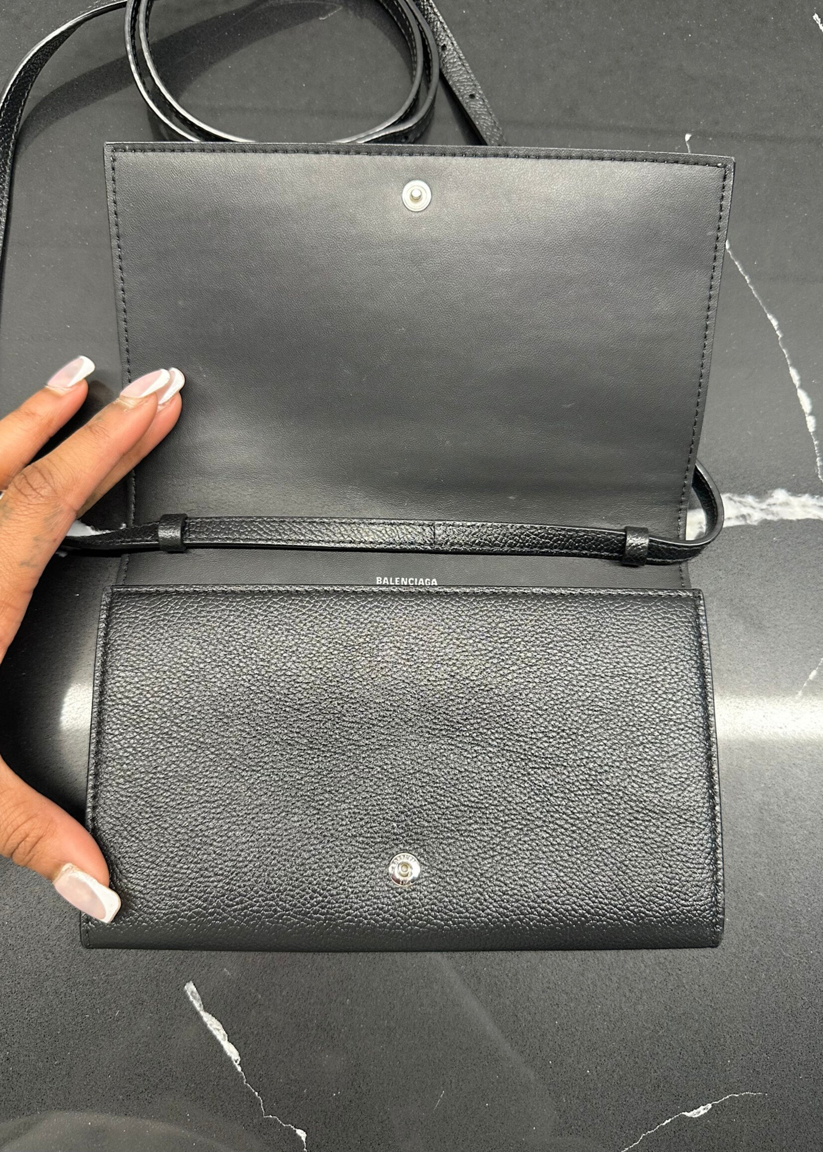 Balenciaga 2022 Black Leather Crossbody