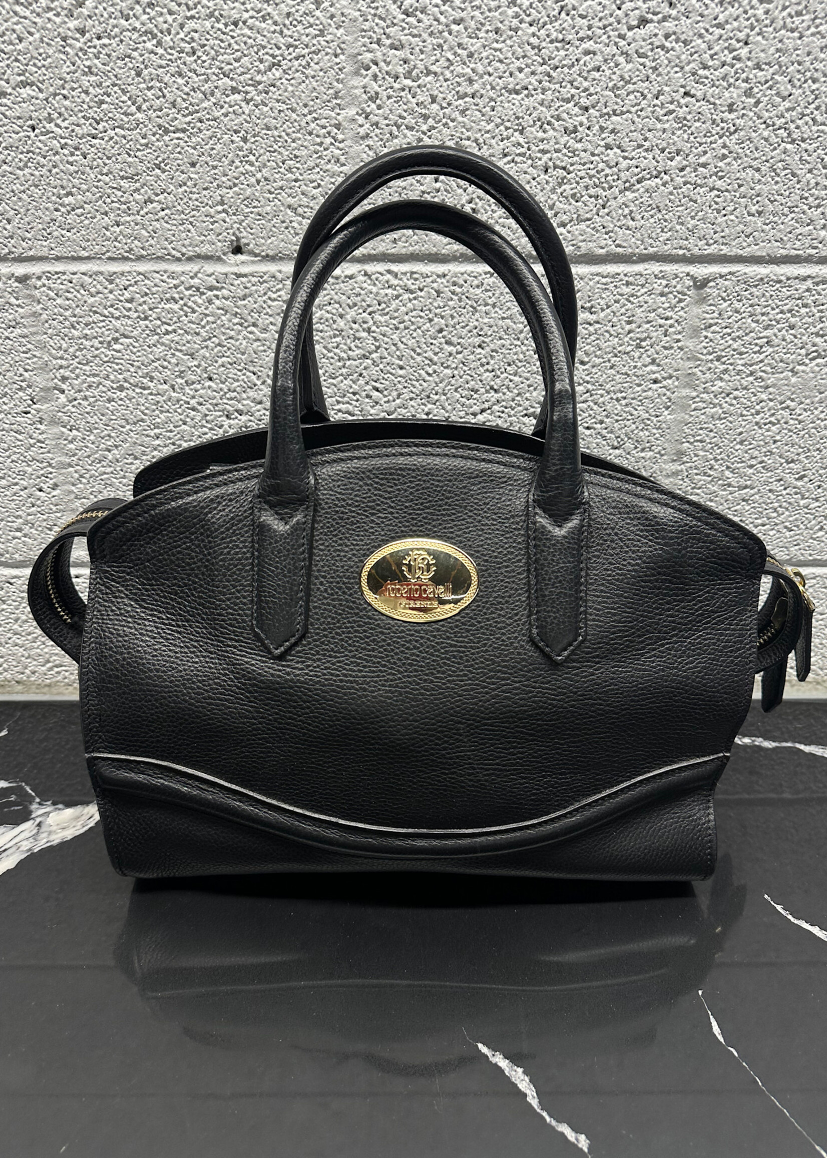 Roberto Cavalli Black Leather Handbag