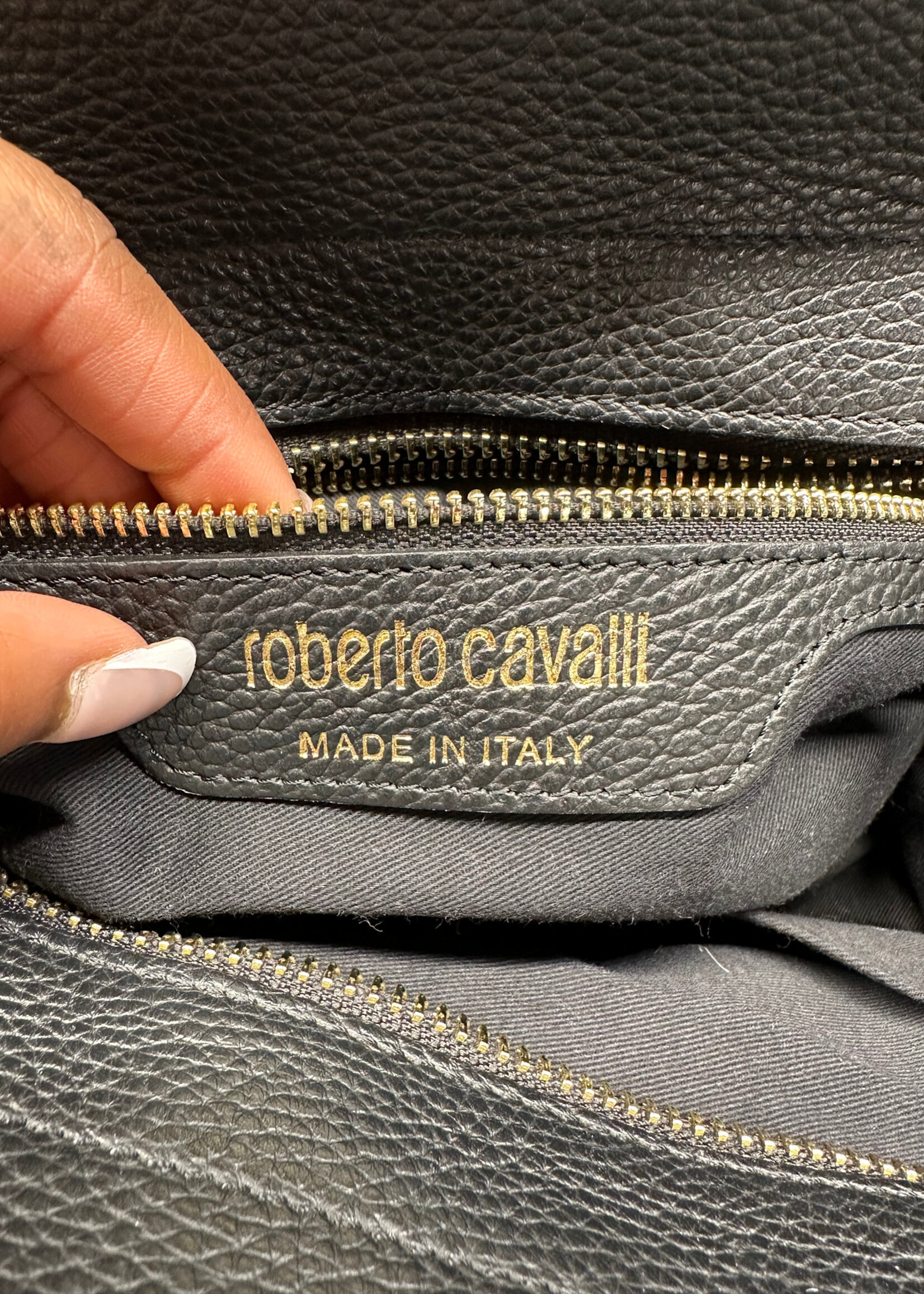 Roberto Cavalli Black Leather Handbag