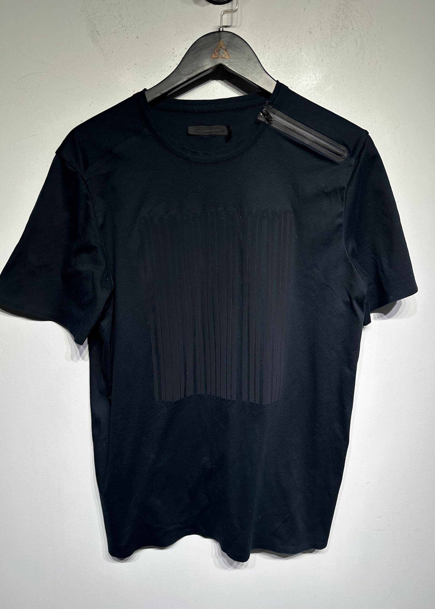 Alexander Wang Black Shoulder Zip Tee L