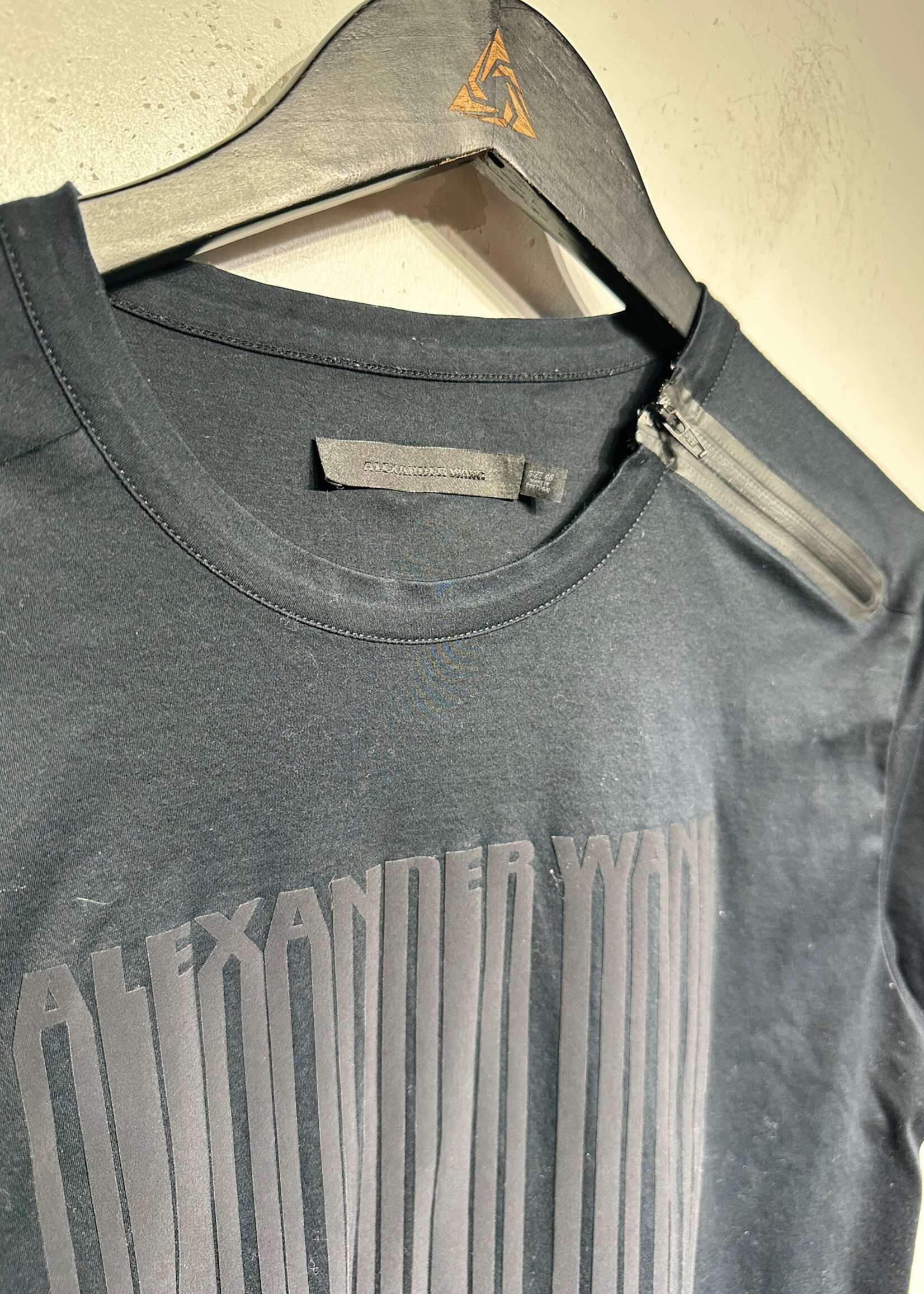 Alexander Wang Black Shoulder Zip Tee L