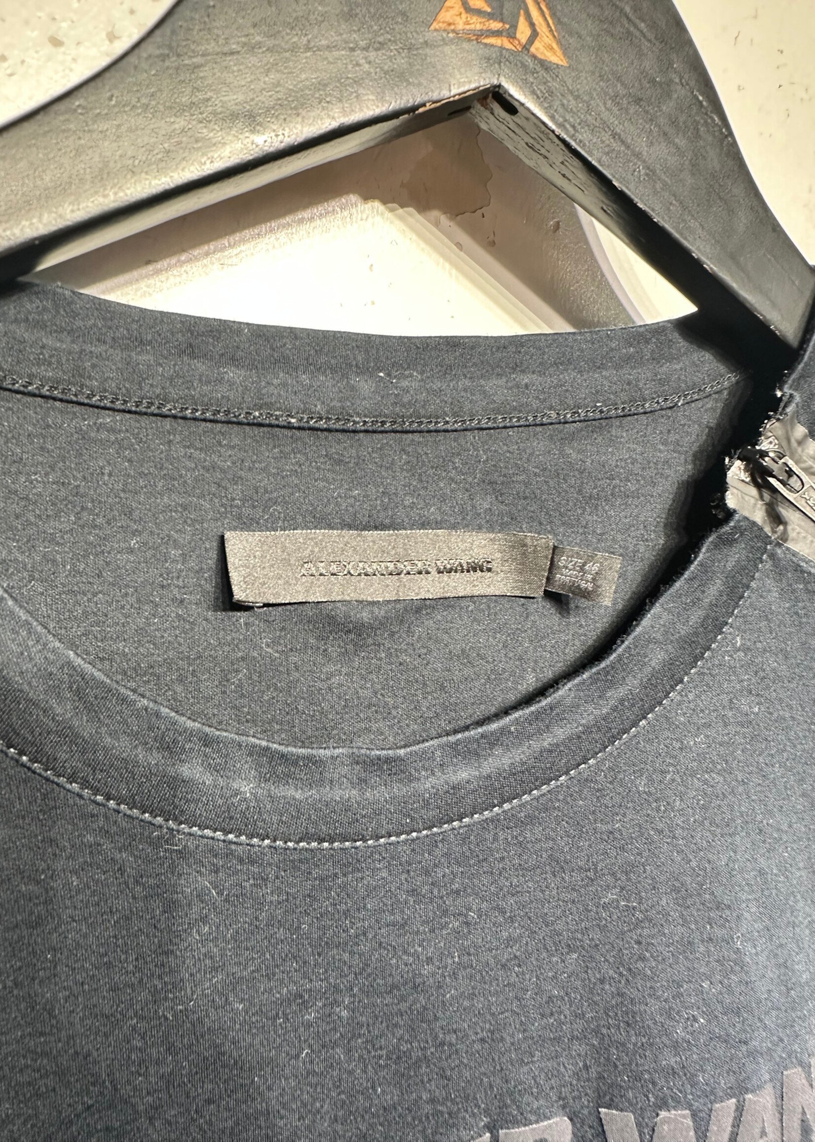 Alexander Wang Black Shoulder Zip Tee L