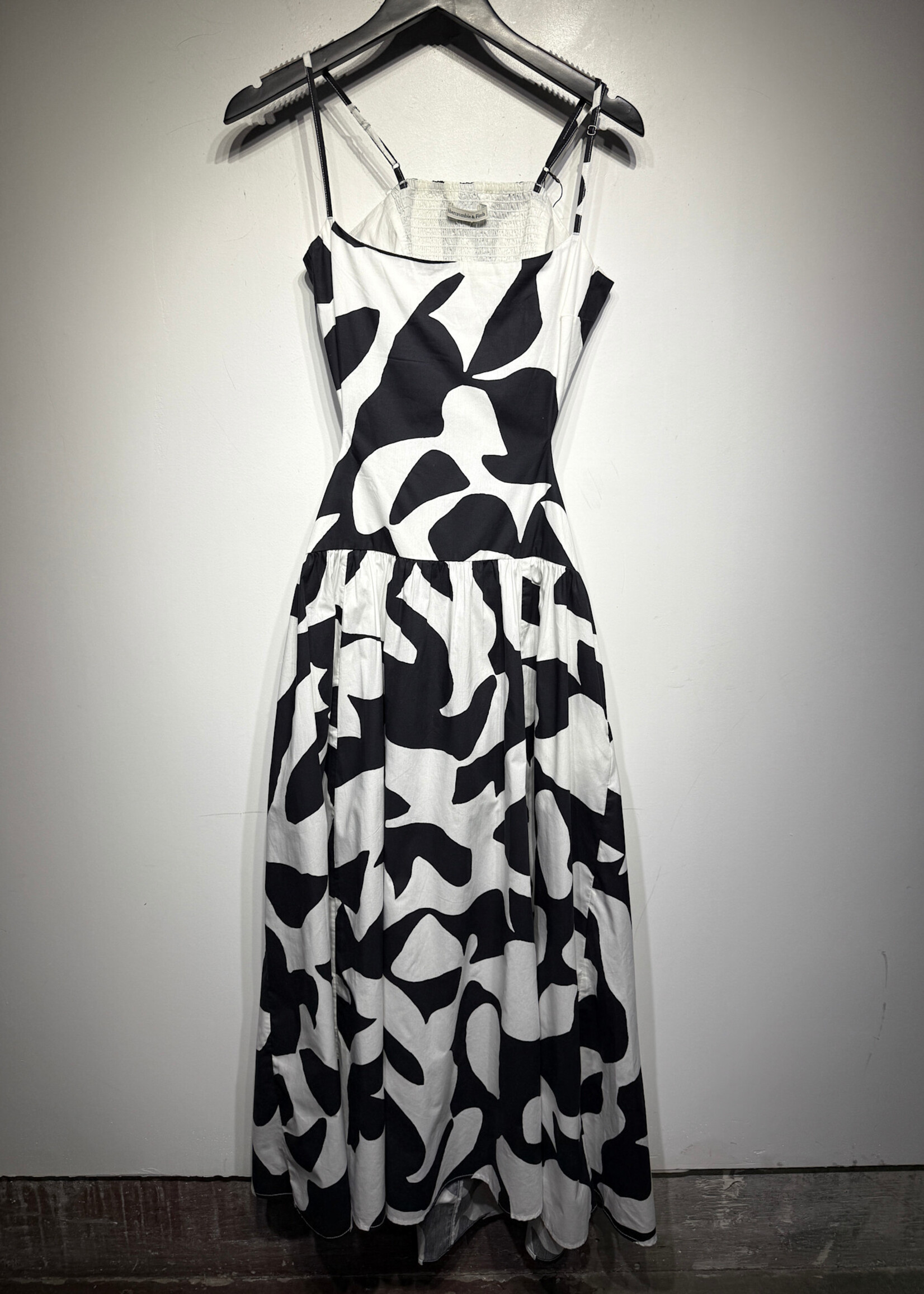 Abercrombie Black White Open Back Maxi Dress XS