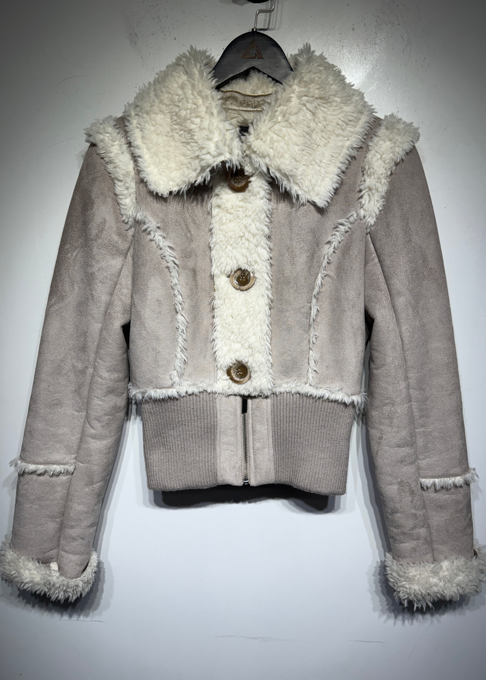 2B Bebe Grey Fur Jacket M