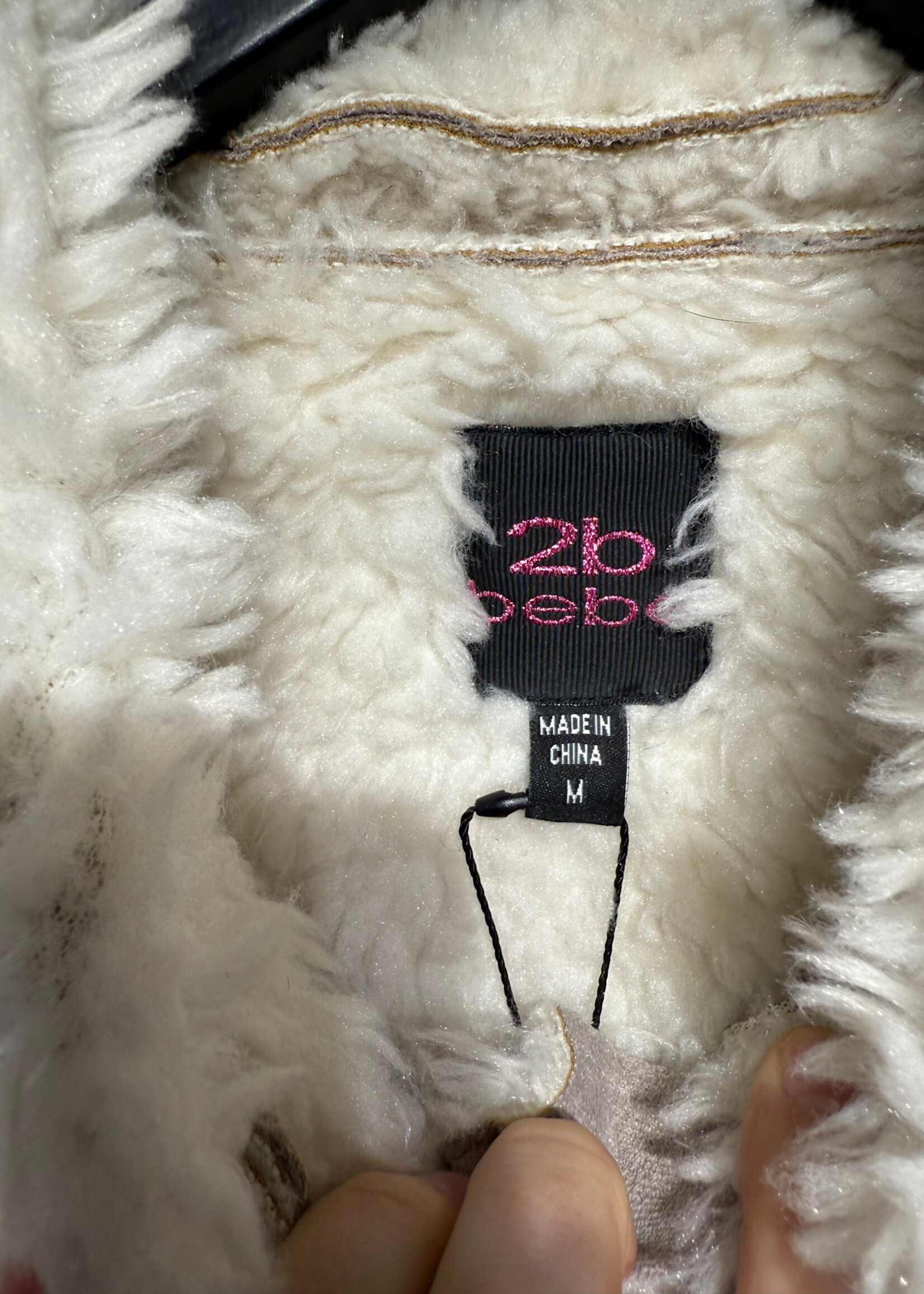 2B Bebe Grey Fur Jacket M