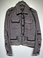 Dept Blue Velour Trim Button Up Jacket M