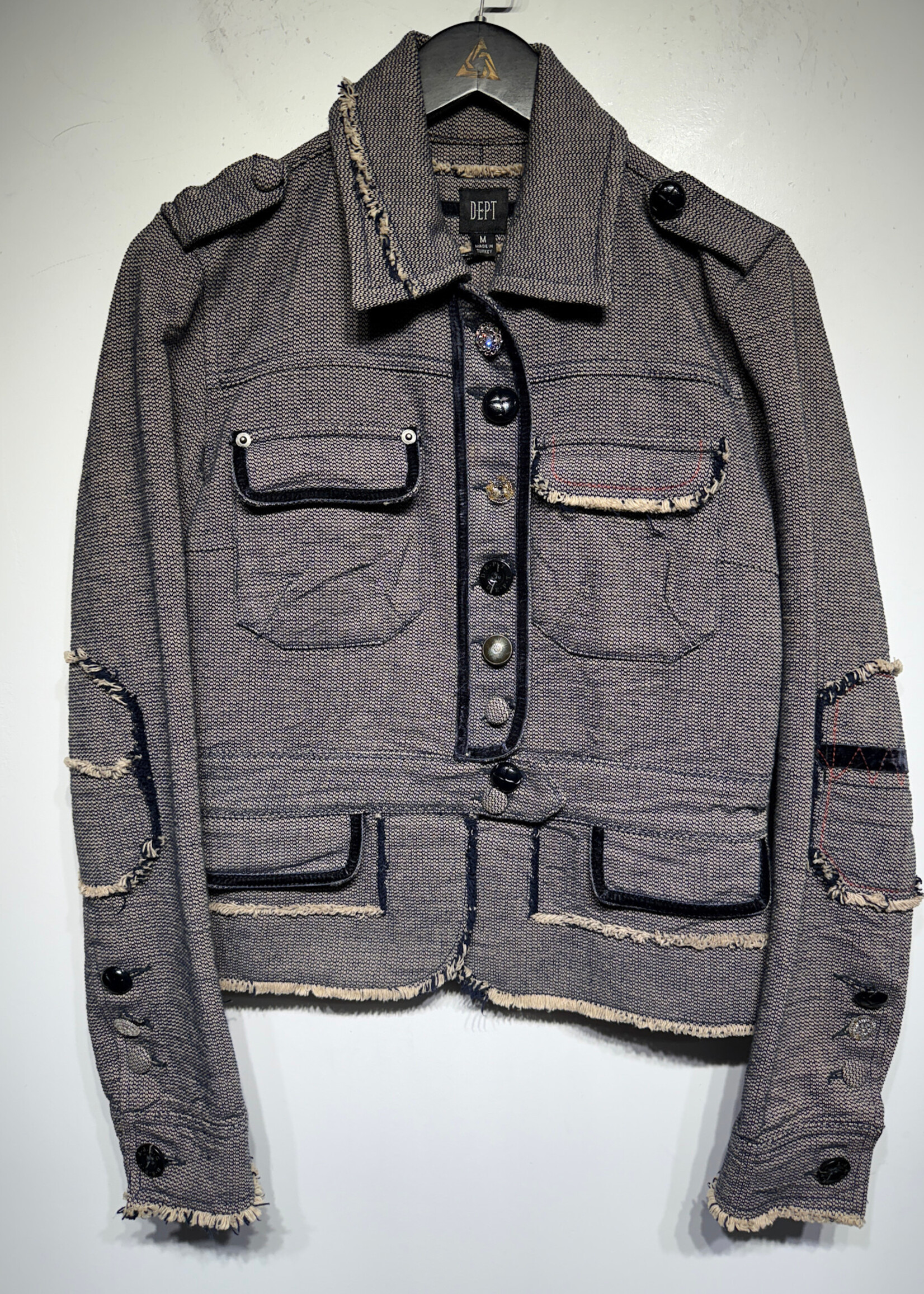 Dept Blue Velour Trim Button Up Jacket M