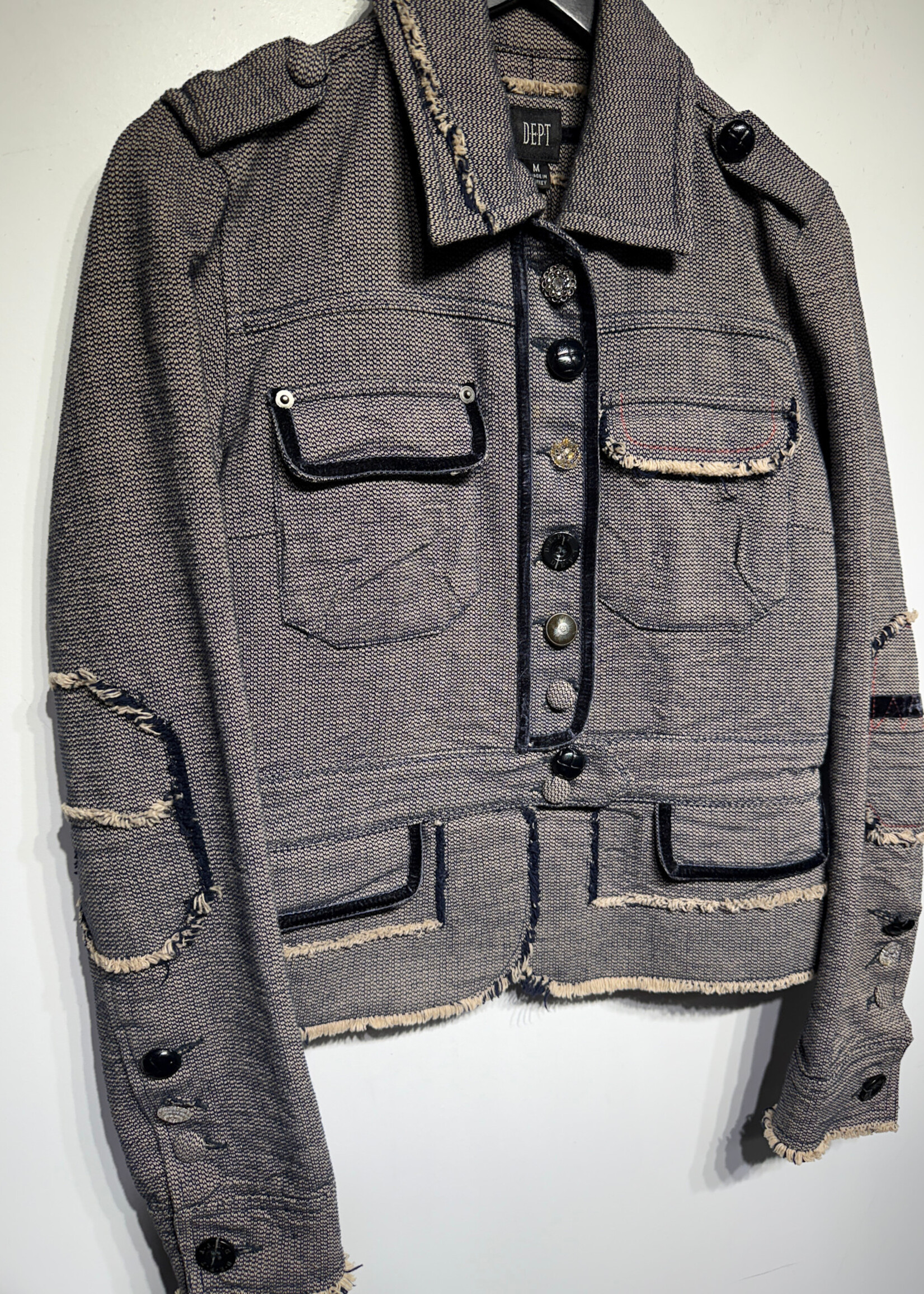 Dept Blue Velour Trim Button Up Jacket M