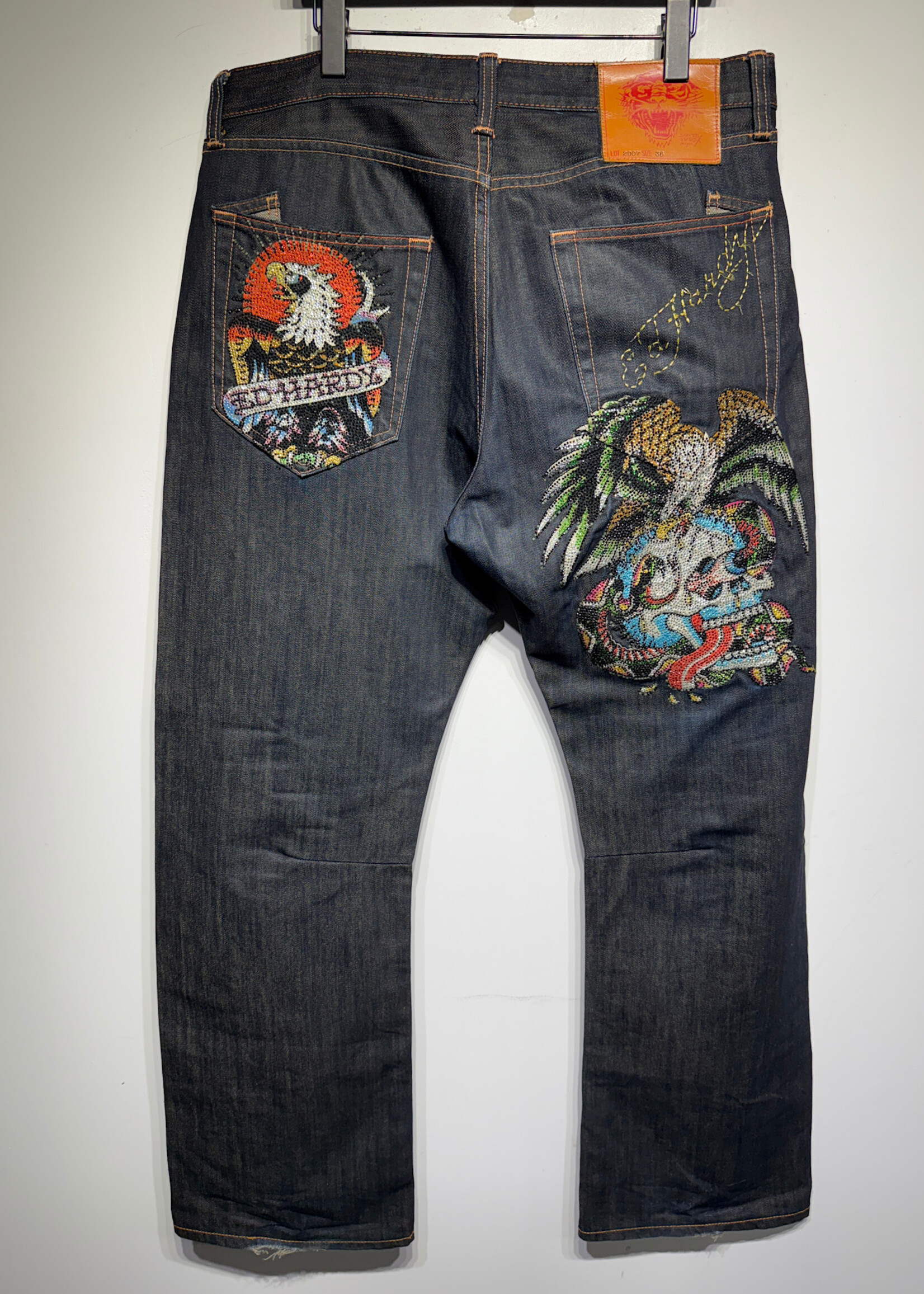 Ed Hardy Rhinestone Rhinestone Dark Wash Jean 36