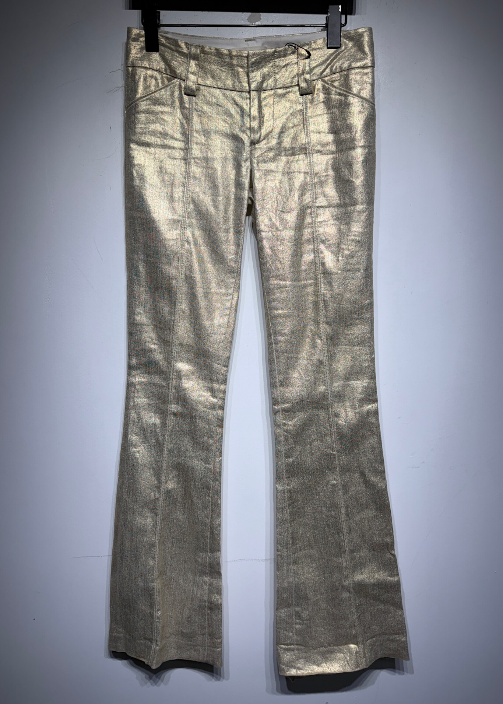 Alice & Olivia Scoop Gold Flare Pants 24