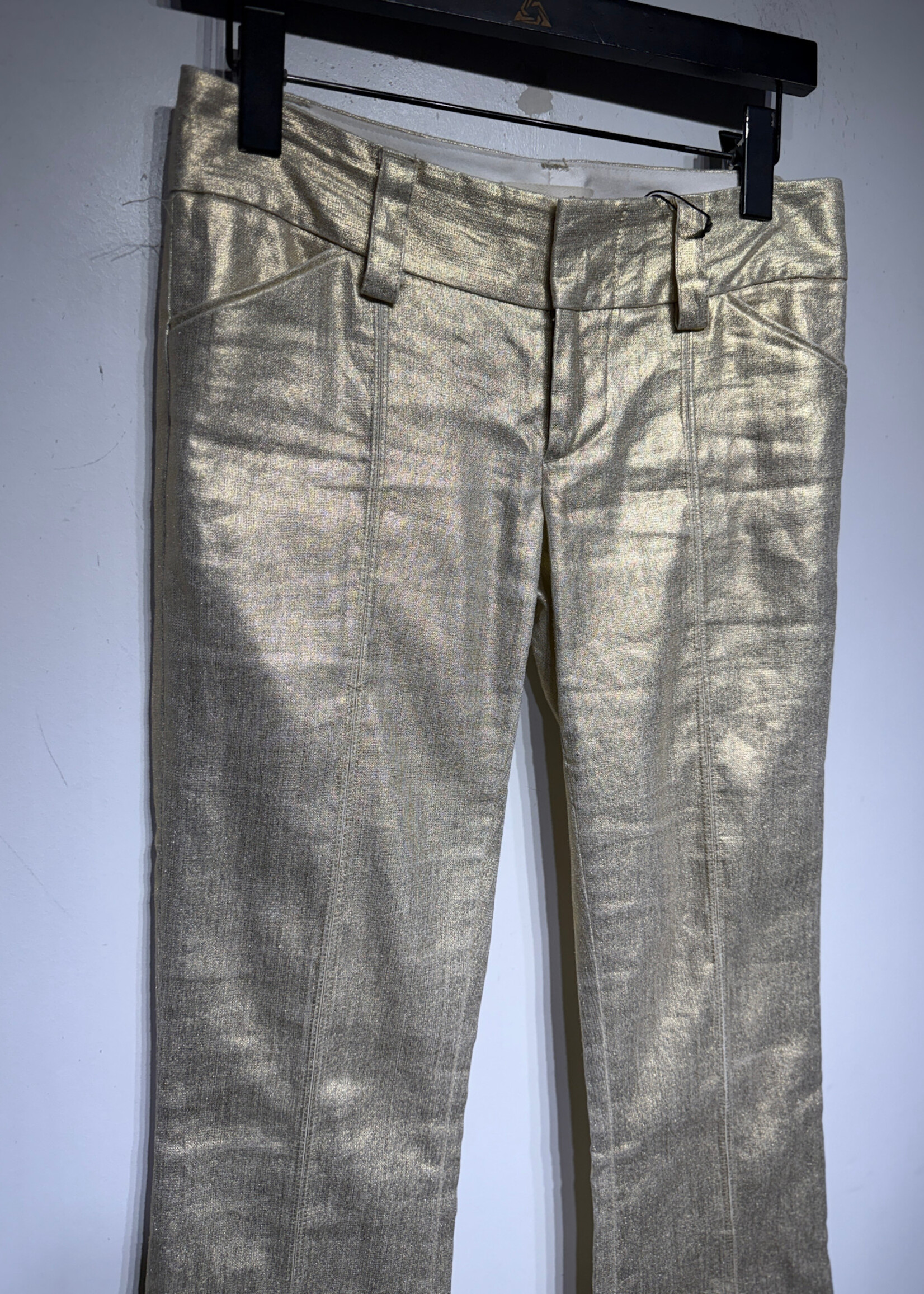 Alice & Olivia Scoop Gold Flare Pants 24