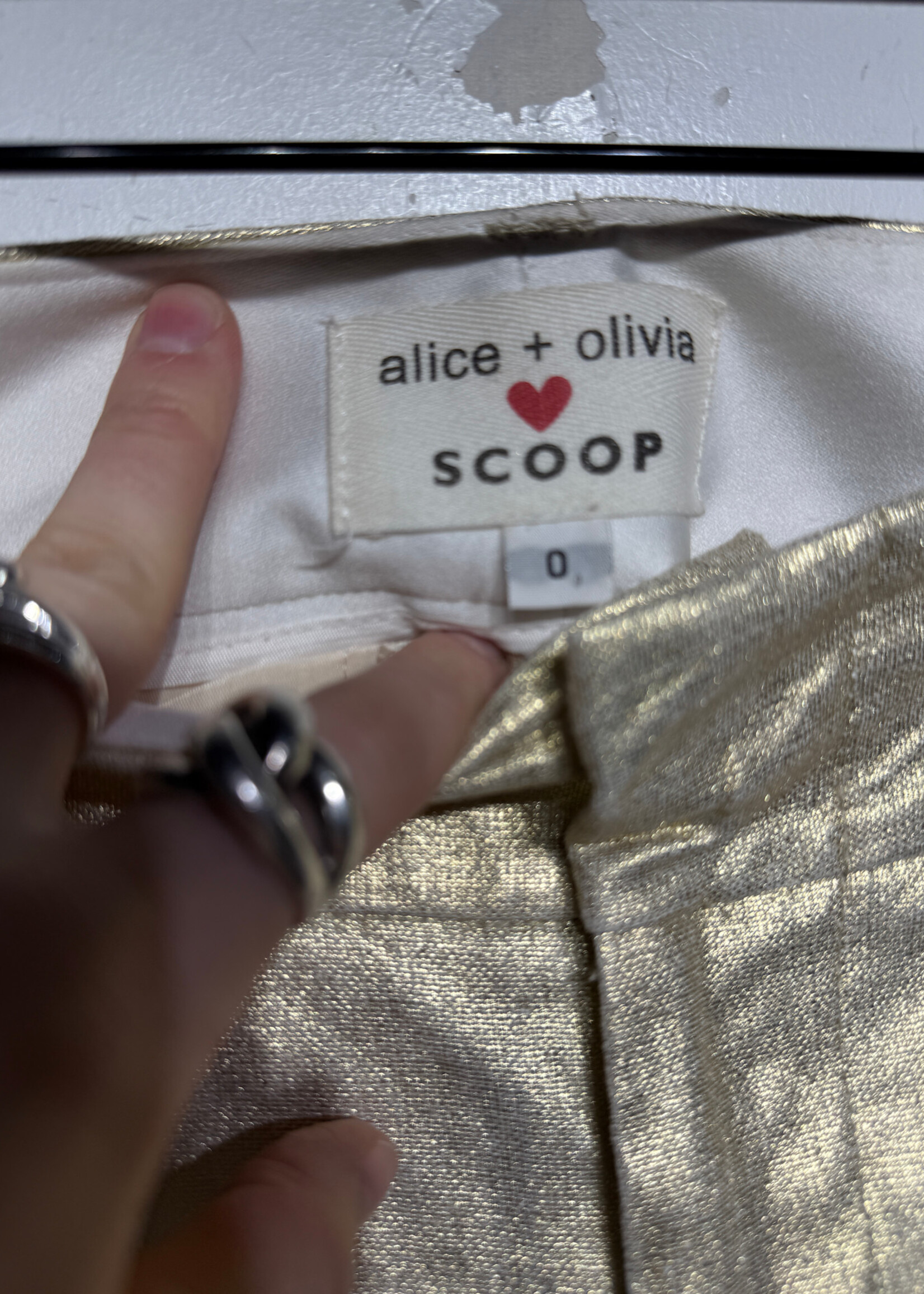 Alice & Olivia Scoop Gold Flare Pants 24