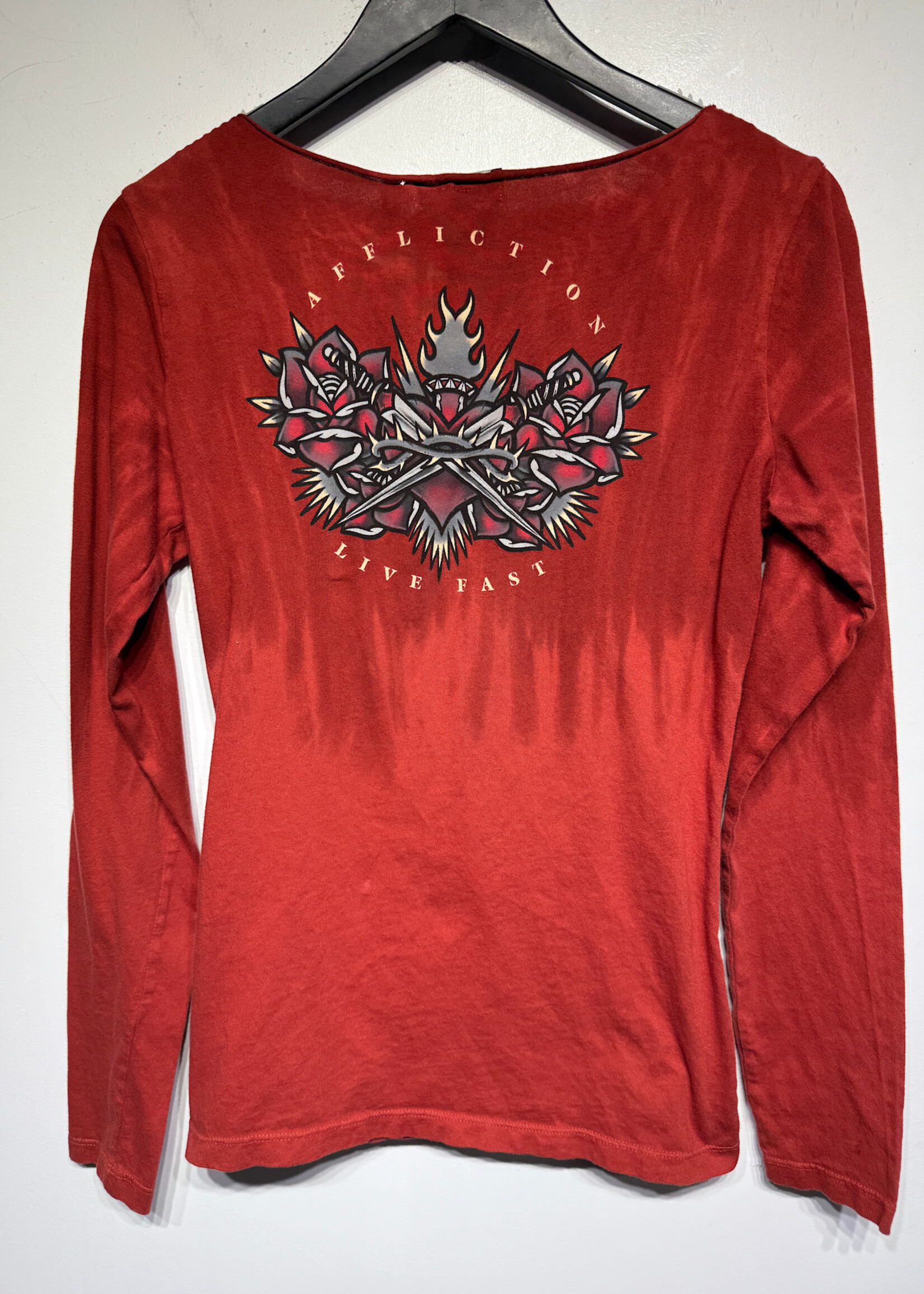 Affliction Y2K Orange 'Black Label' LS M