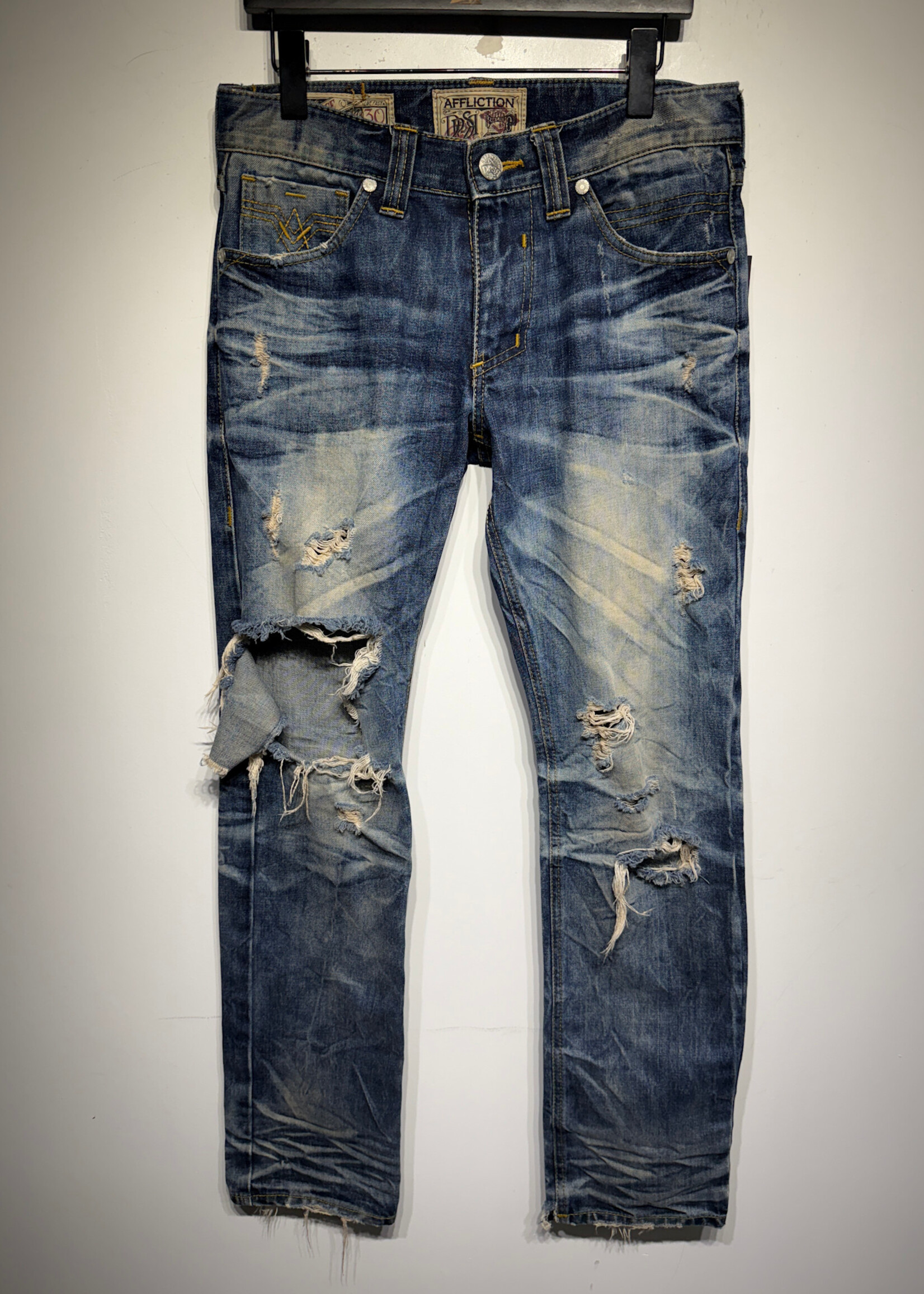 Affliction Distressed Whiskered Denim Masc 30